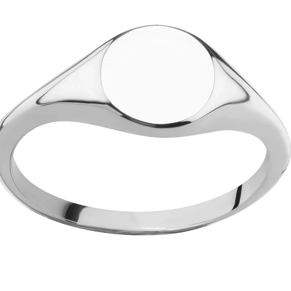 Small Circle signet ring (10mm) in 14K White Gold, with a Thin style band. - Image 3