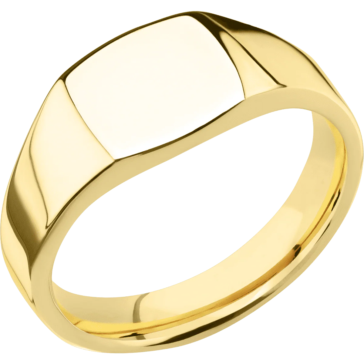 Small Cushion signet ring (10x10mm) in 10K Yellow Gold, with a Wide style band. - Image 2