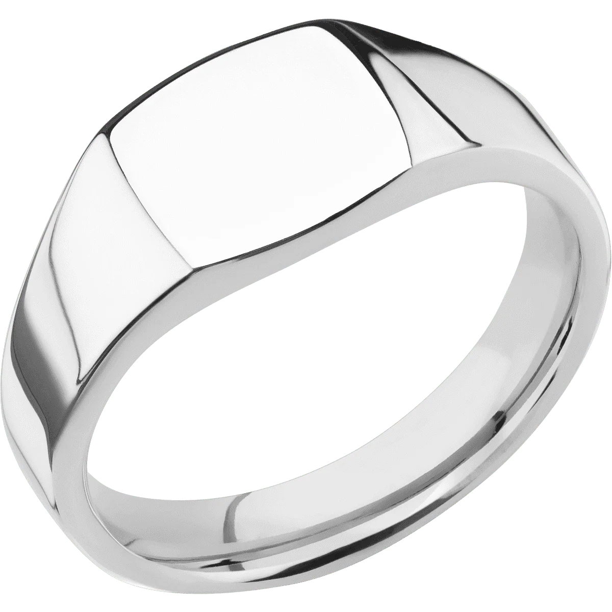 Small Cushion signet ring (10x10mm) in Platinum, with a Wide style band. - Image 2