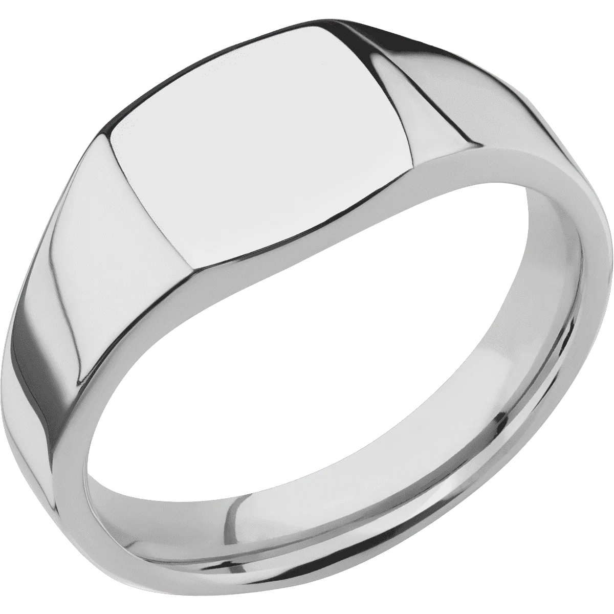 Small Cushion signet ring (10x10mm) in Titanium, with a Wide style band. - Image 2