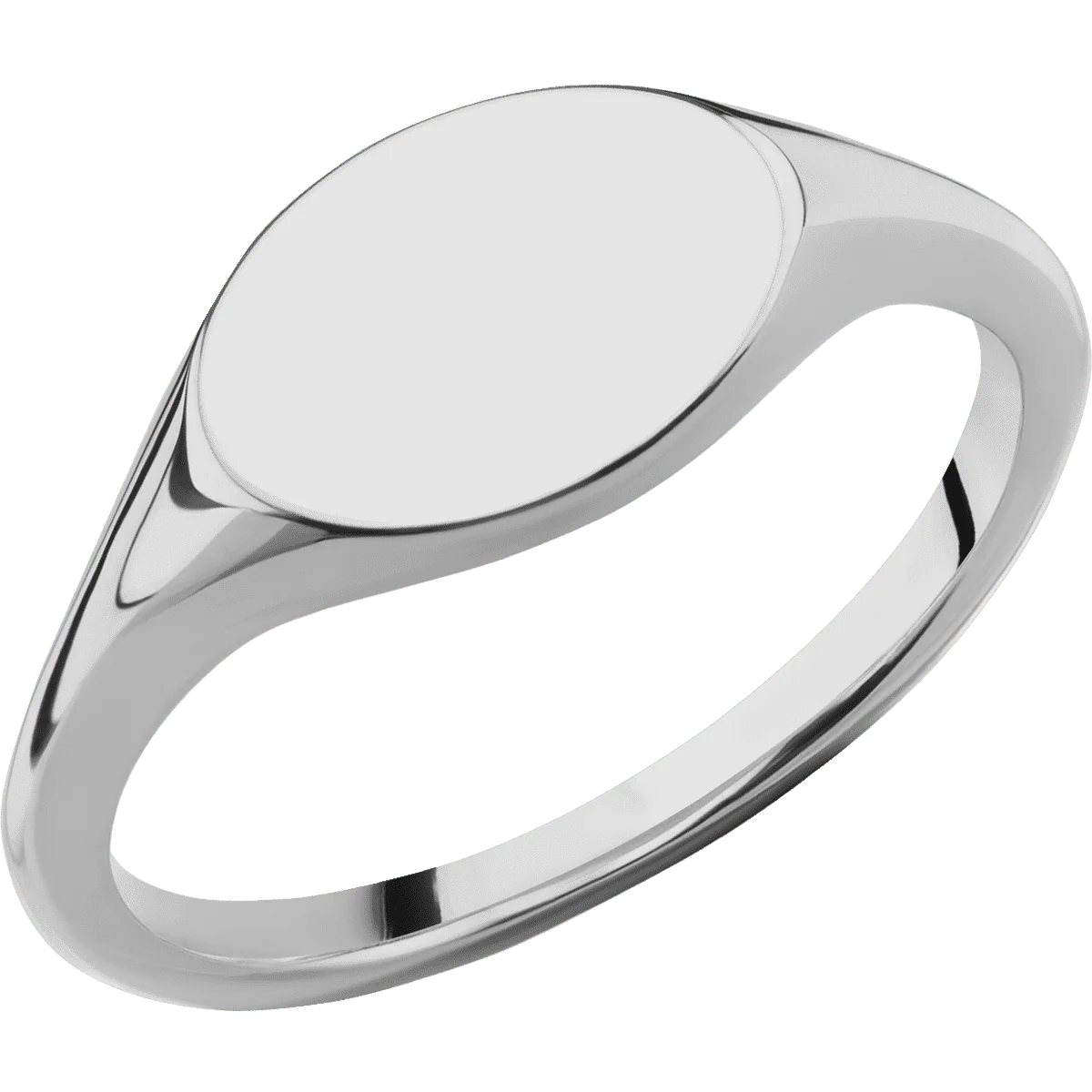 Small Horizontal Oval signet ring (12x9mm) in Titanium, with a Thin style band. - Image 2