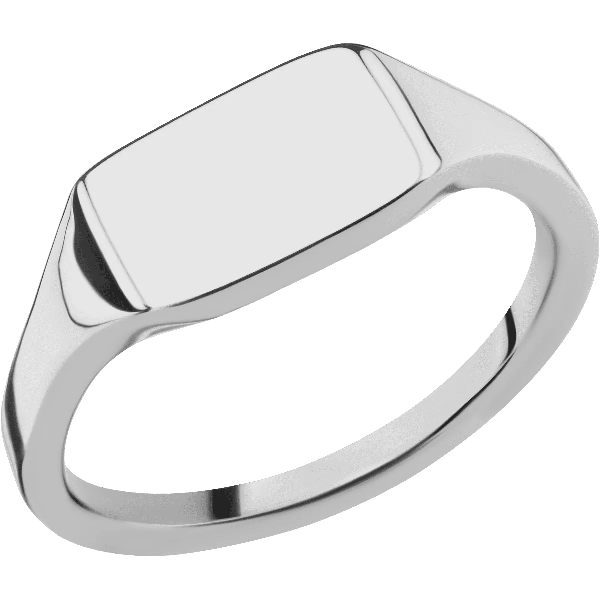 Small Horizontal Rectangle signet ring (12x9mm) in Titanium, with a Thin style band. - Image 2