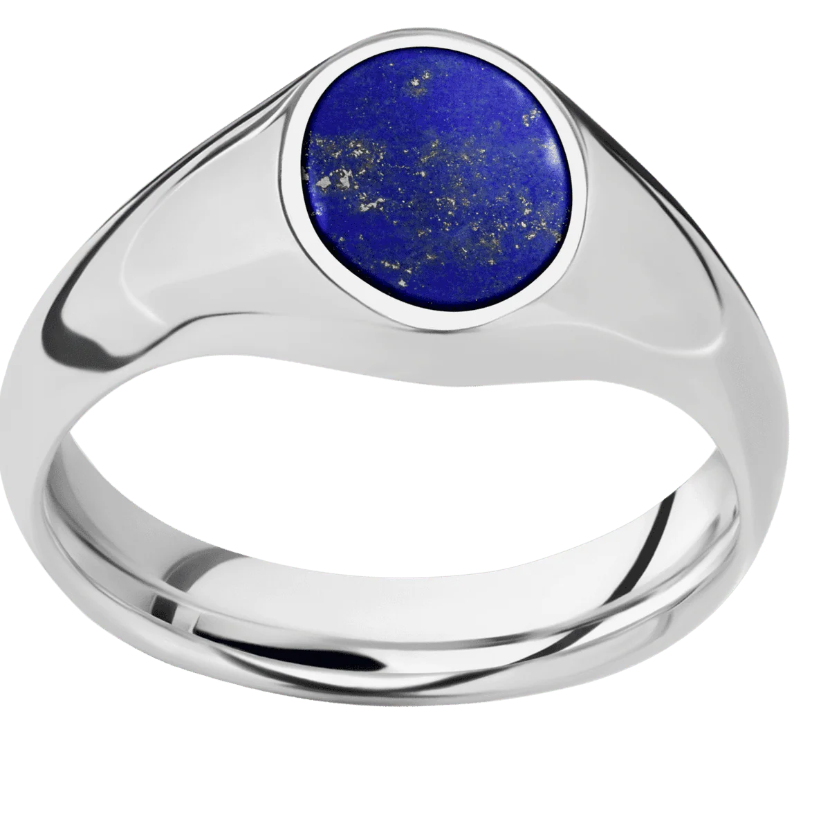 Small Oval signet ring (12x9mm) in Cobalt Chrome, with a Wide style band, a Lapis inlay. - Image 3