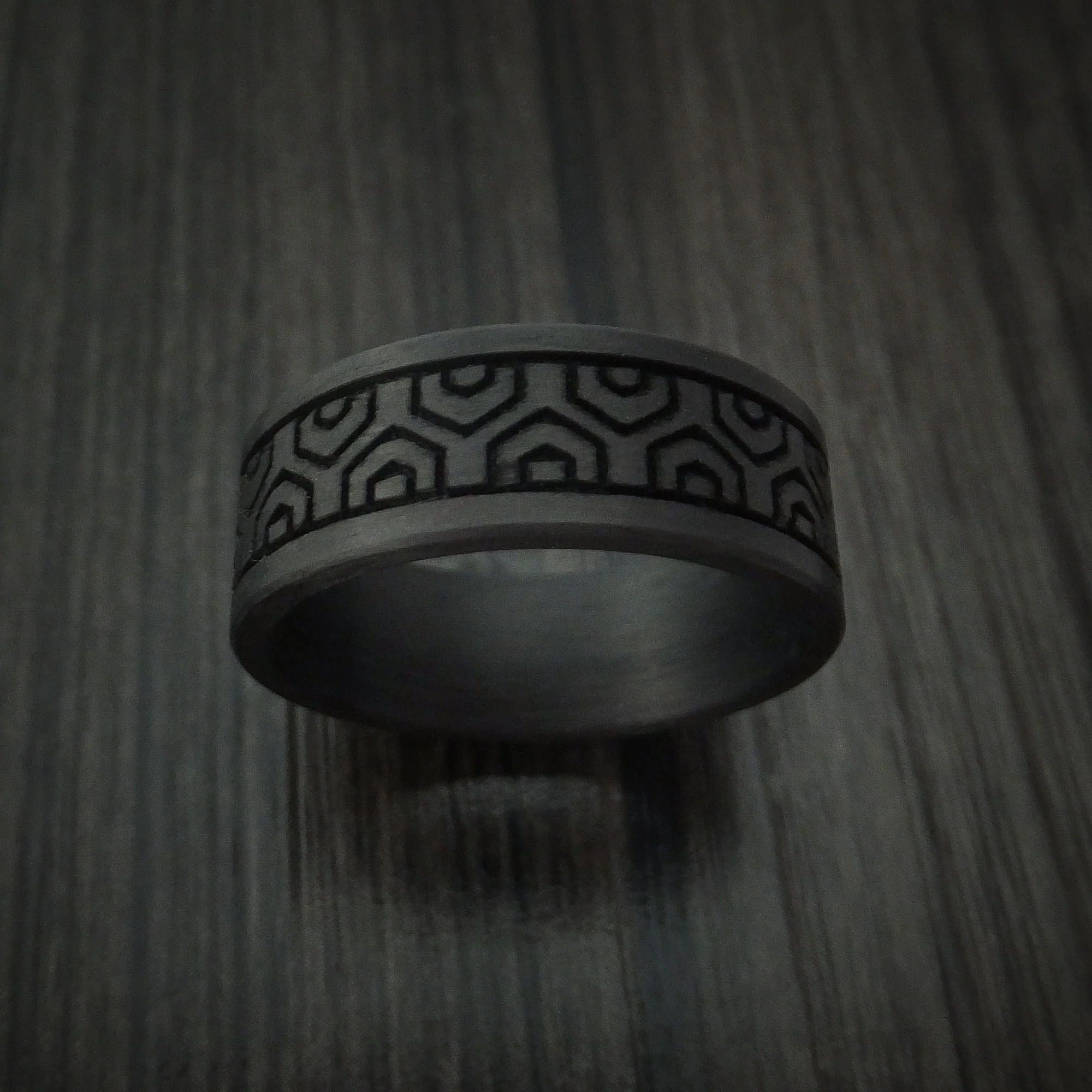 Solid Carbon Fiber Men's Ring Custom Made Pattern Band - Image 2