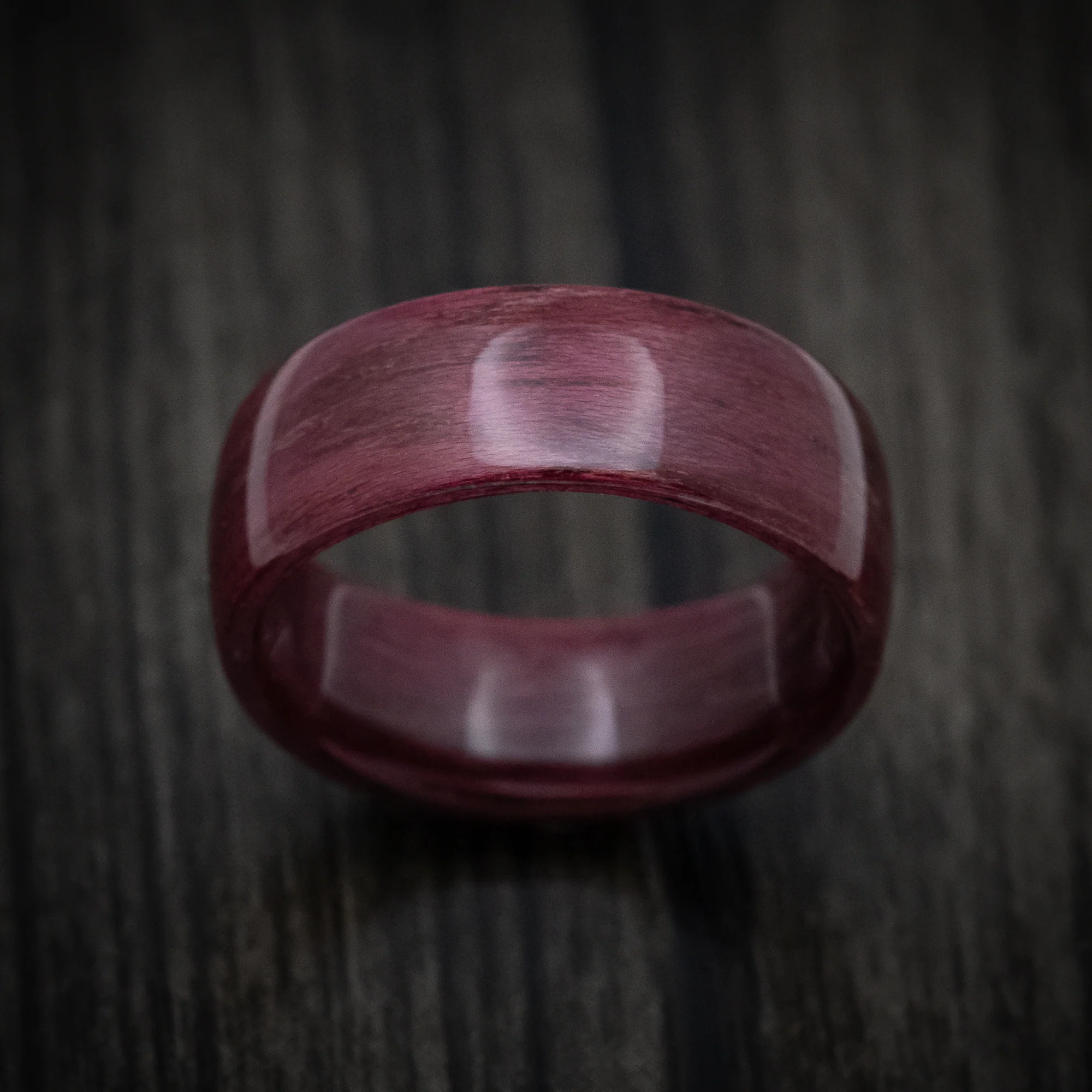 Solid Purple Heart Wood Men's Ring Handmade Band - Image 2
