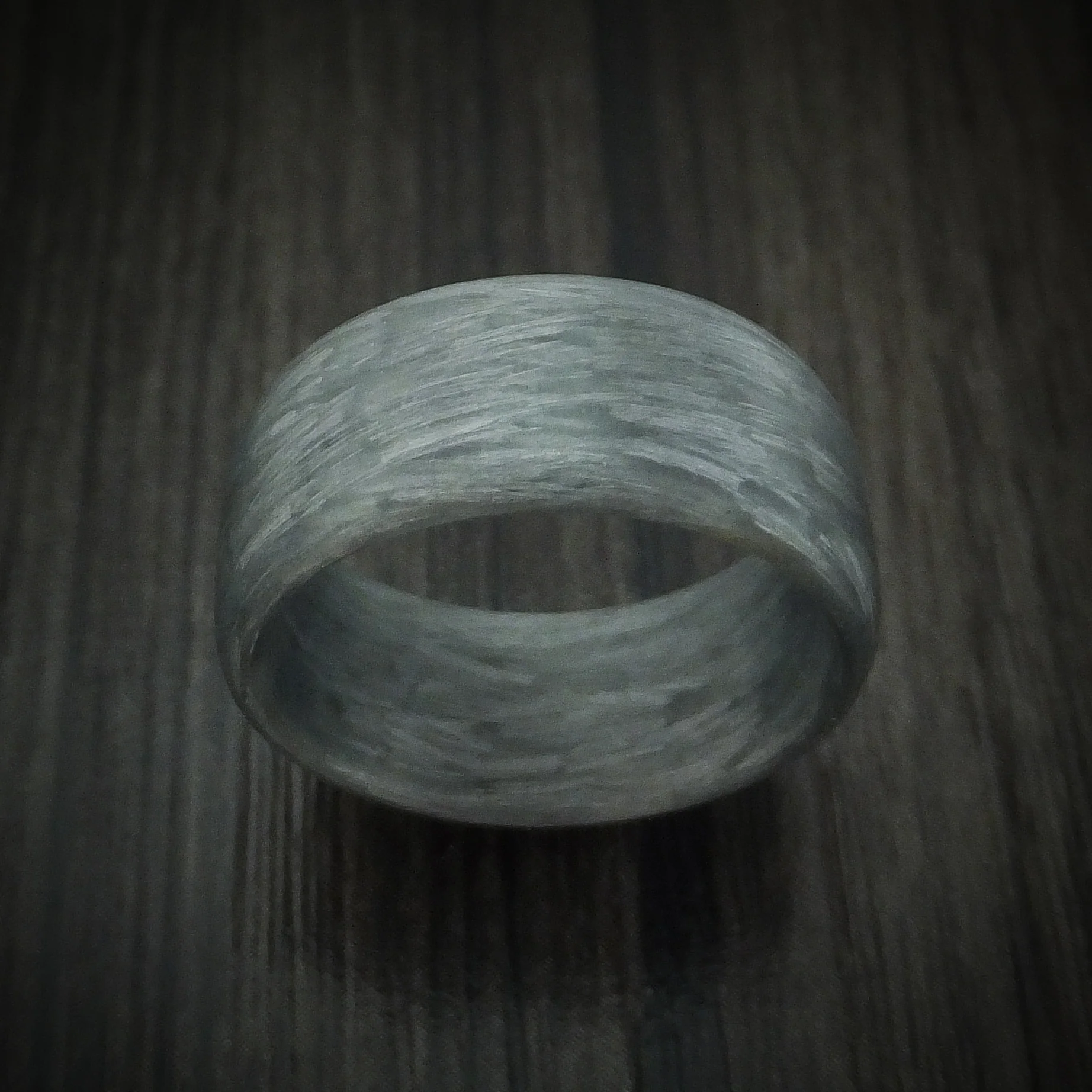 Solid Silver Texalium Carbon Fiber Men's Ring Custom Made Pattern Band - Image 2