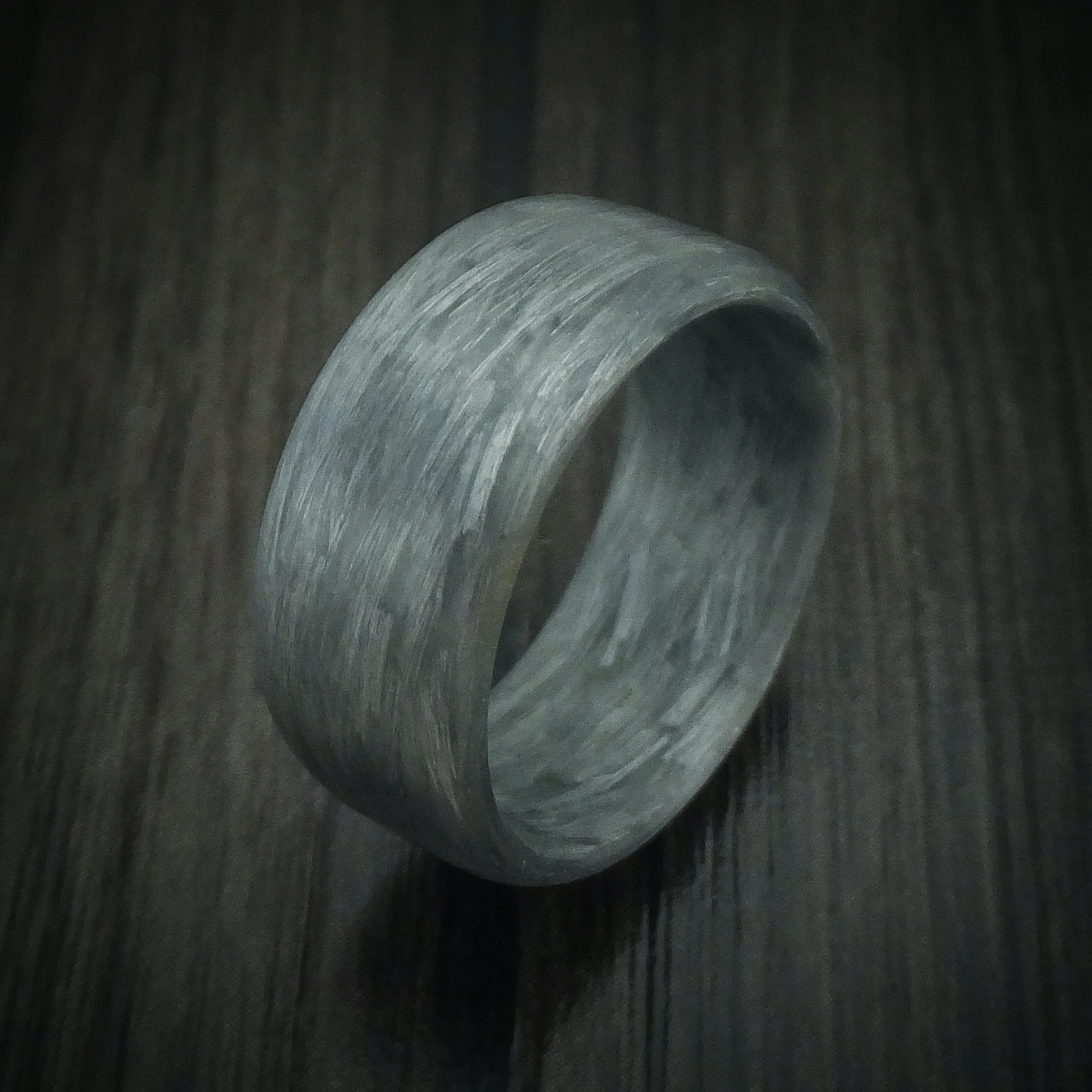 Solid Silver Texalium Carbon Fiber Men's Ring Custom Made Pattern Band - Image 4