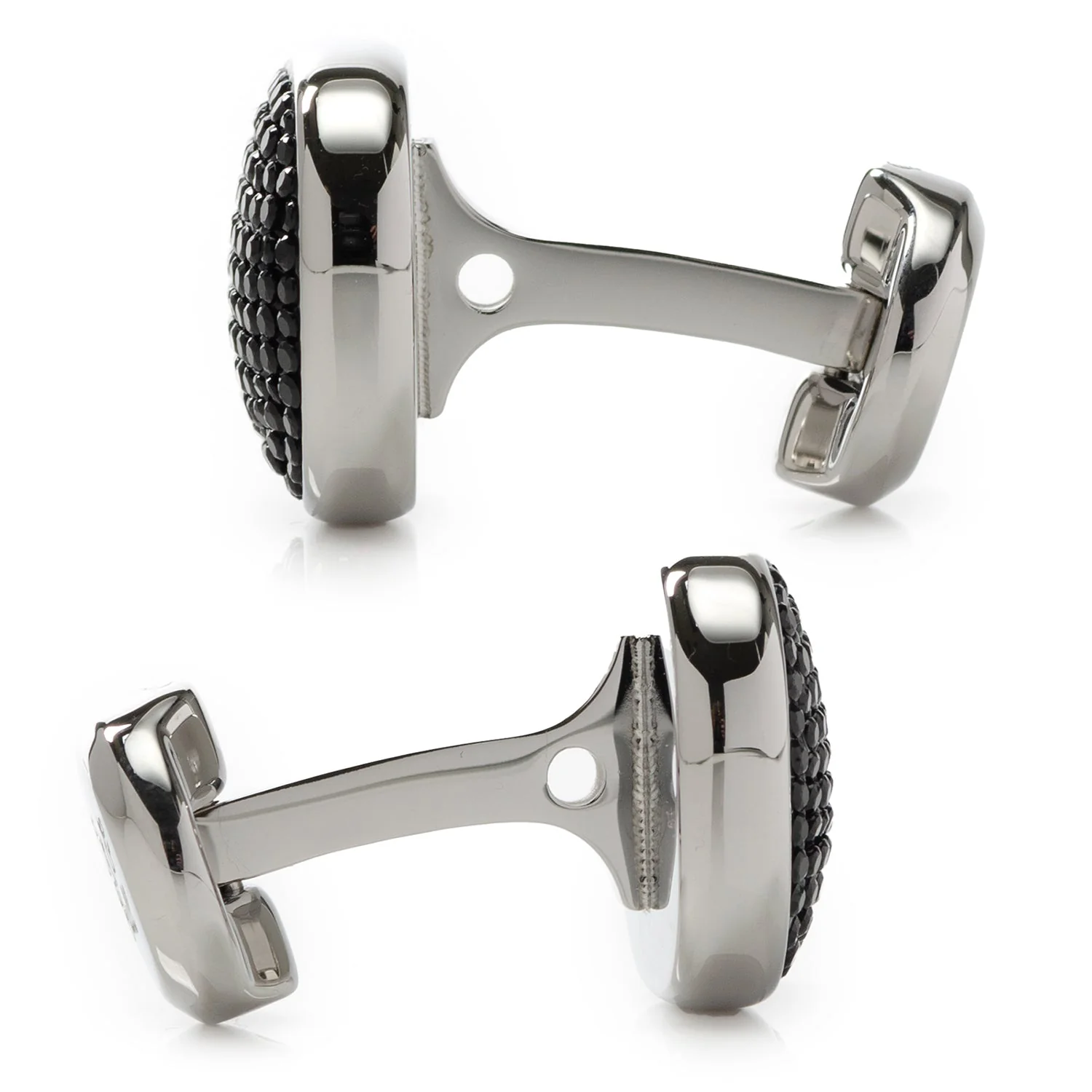 Stainless Steel Black Pave Crystal Cufflinks - Image 4