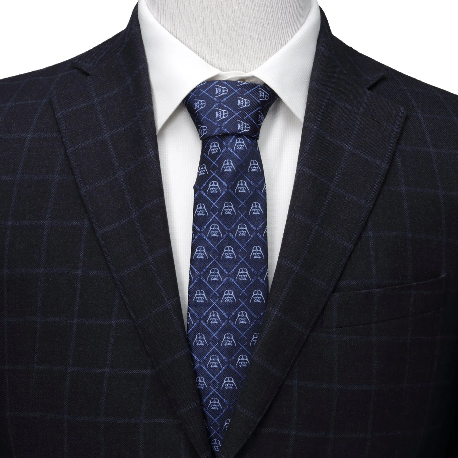 Star Wars Darth Vader and LIGHTSABER Blue Checkered Tie - Image 2