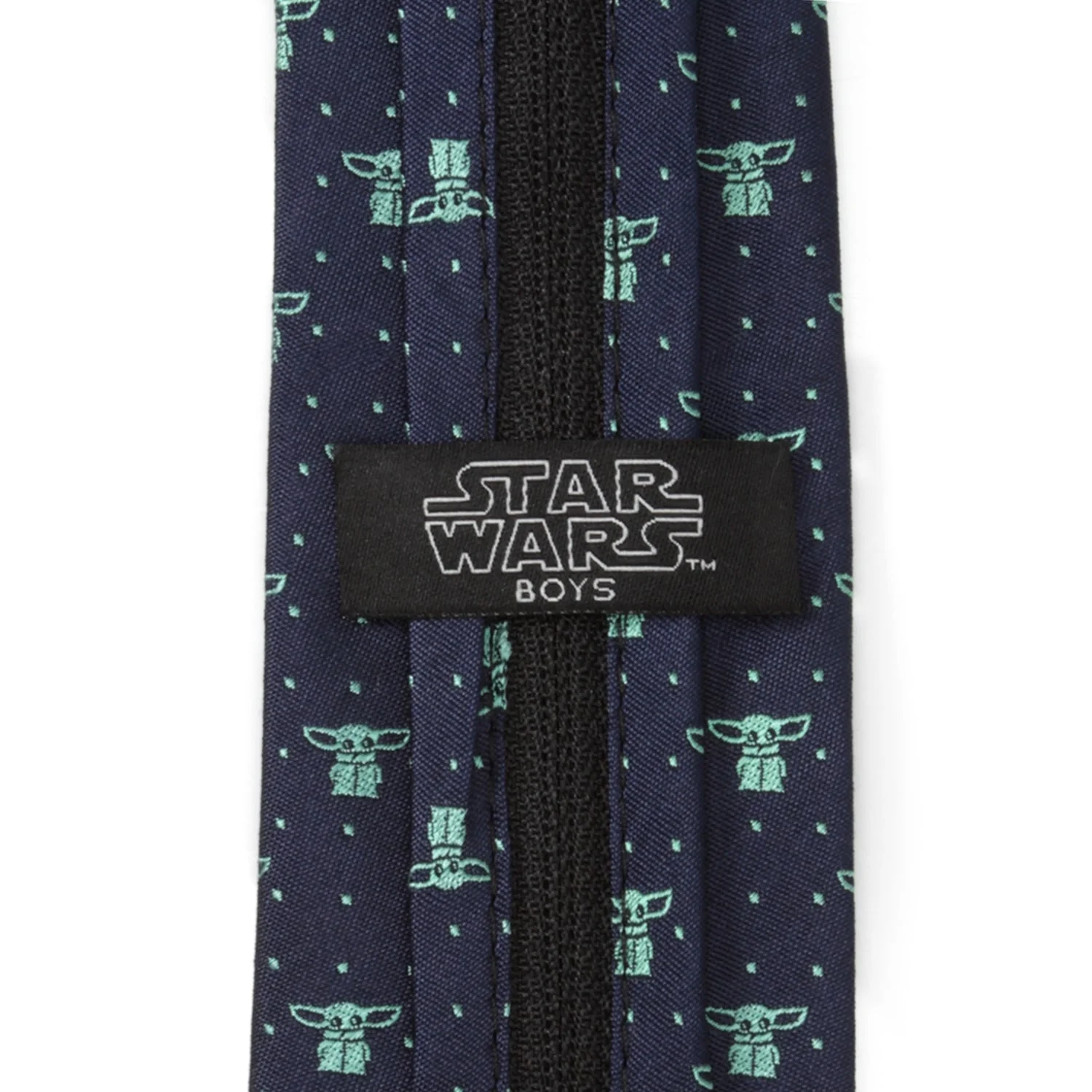 Star Wars Grogu Boy's Navy Dotted Zipper Tie - Image 4