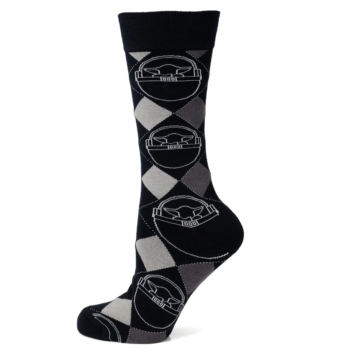 Star Wars Grogu Charcoal Gray Argyle Socks and Lapel Pin Gift Set - Image 2