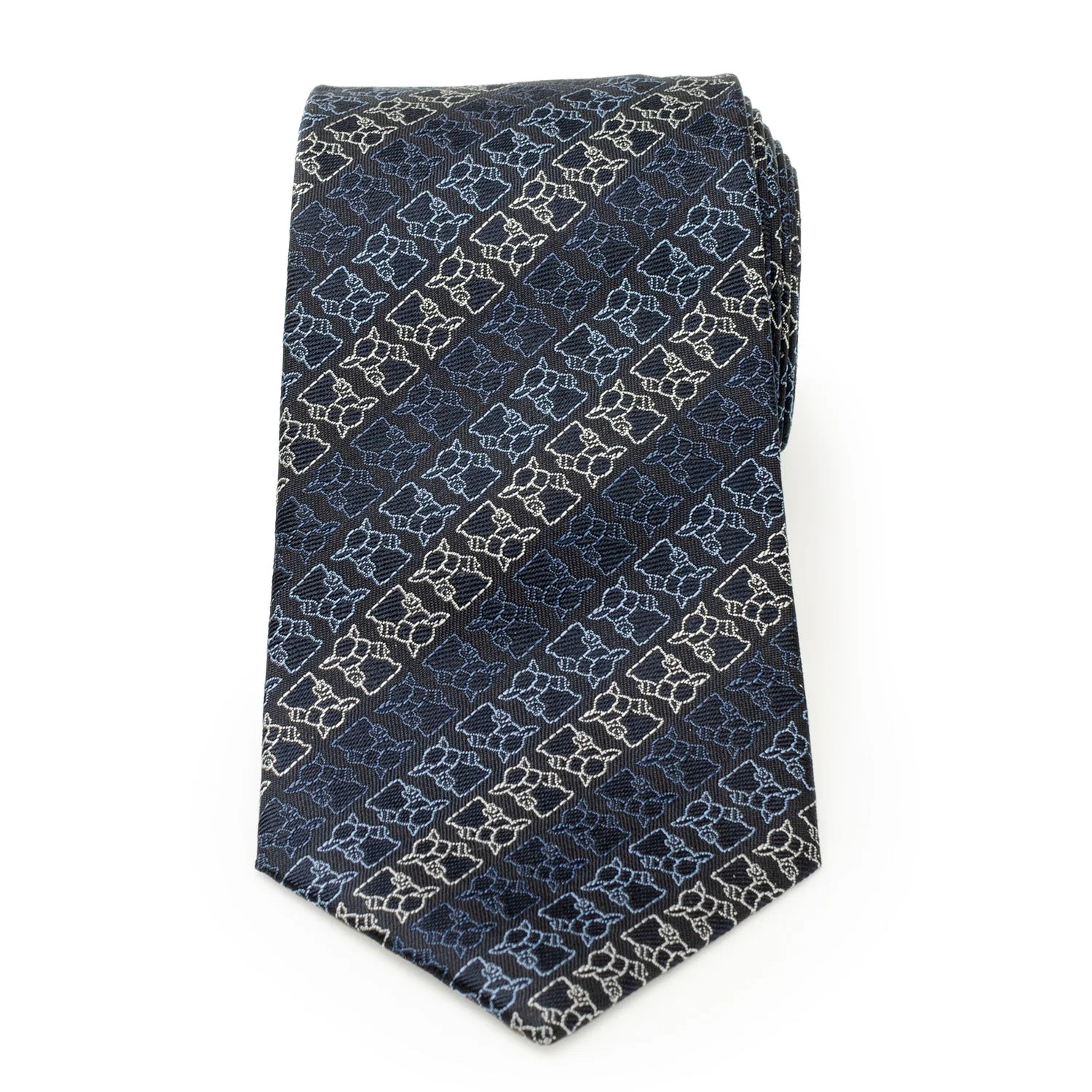 Star Wars Grogu Outline Striped Navy Tie - Image 3