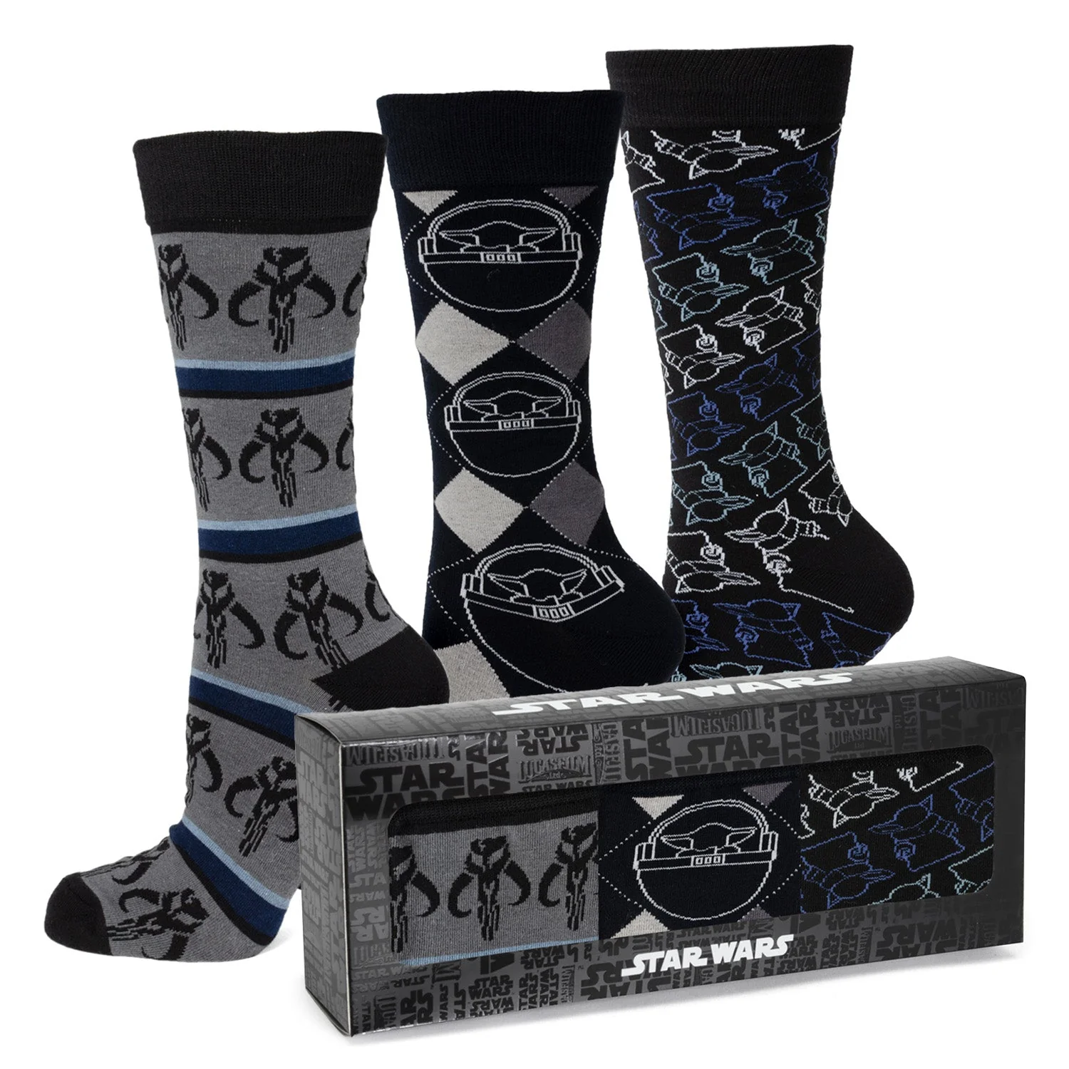 Star Wars Mandalorian 3-Pack Dress Sock and Mythosaur Lapel Pin Gift Set - Image 2
