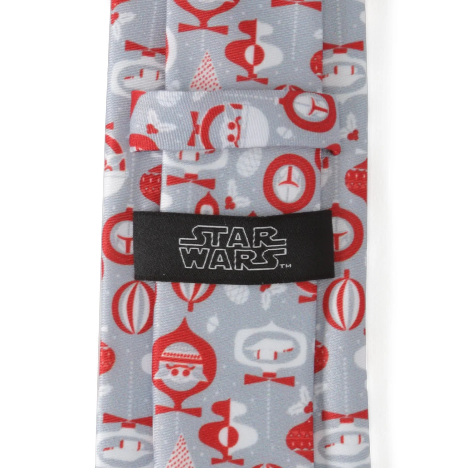 Star Wars Mandalorian and Grogu Gray and Red Holiday Tie - Image 4
