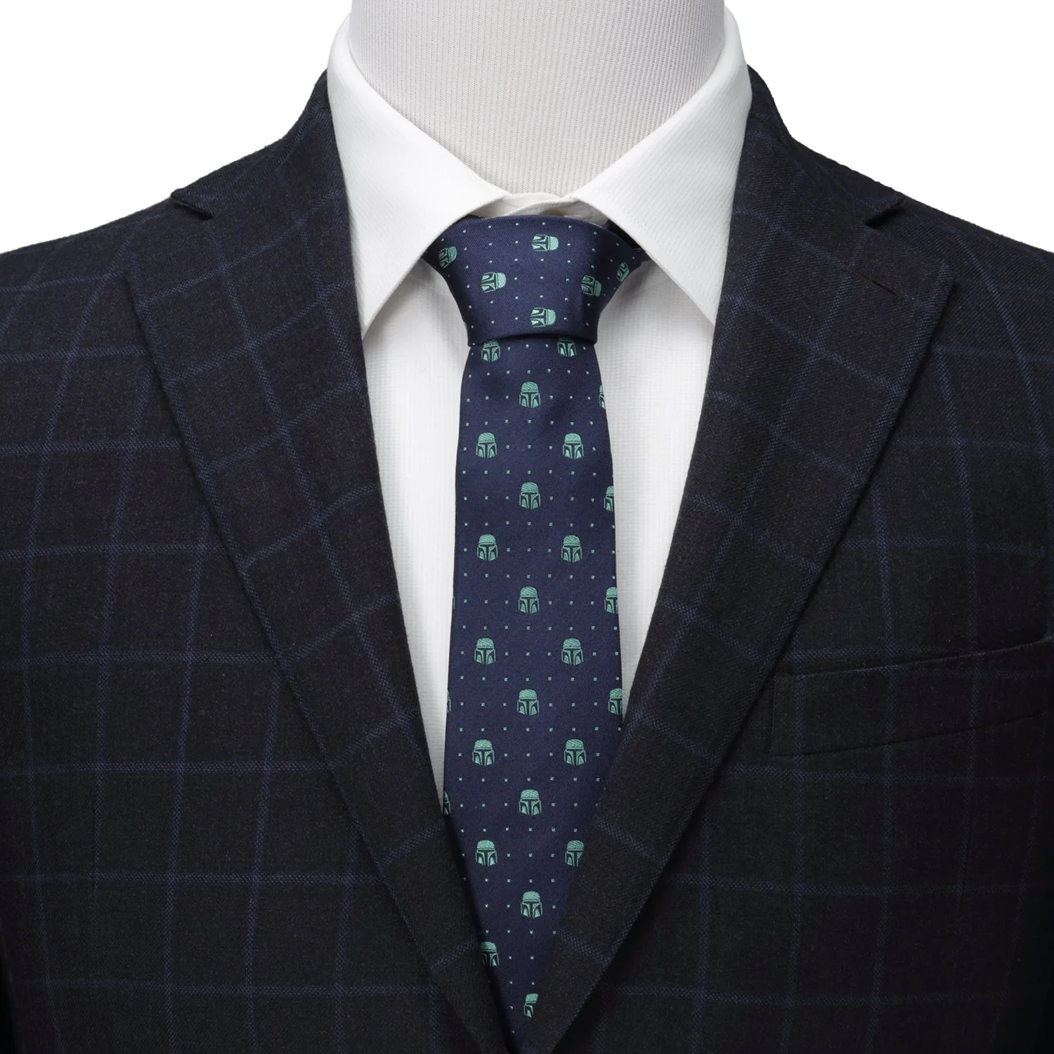 Star Wars Mandalorian Navy Dotted Tie - Image 2