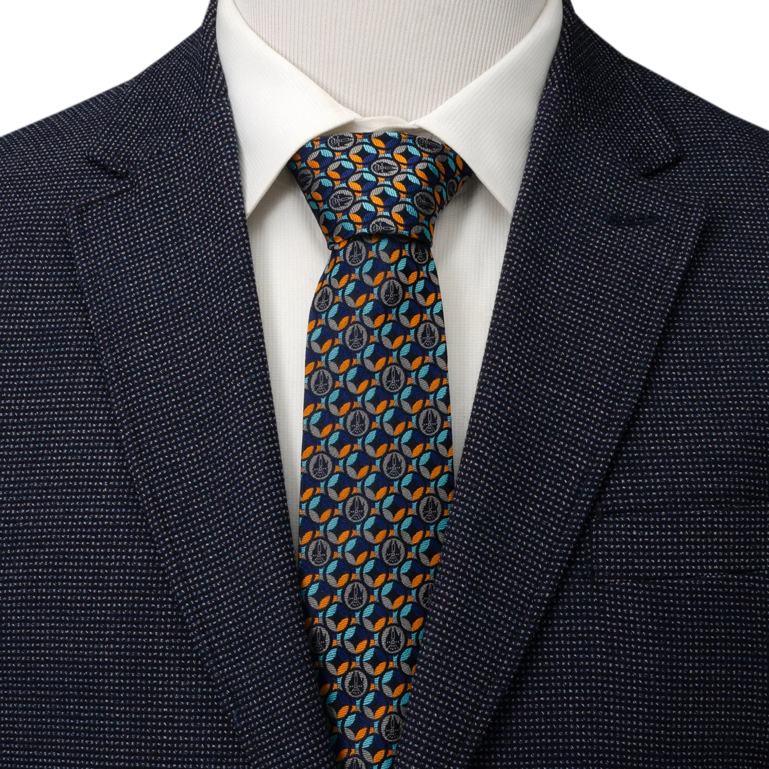 Star Wars Millennium Falcon Motif Navy Blue Tie - Image 2