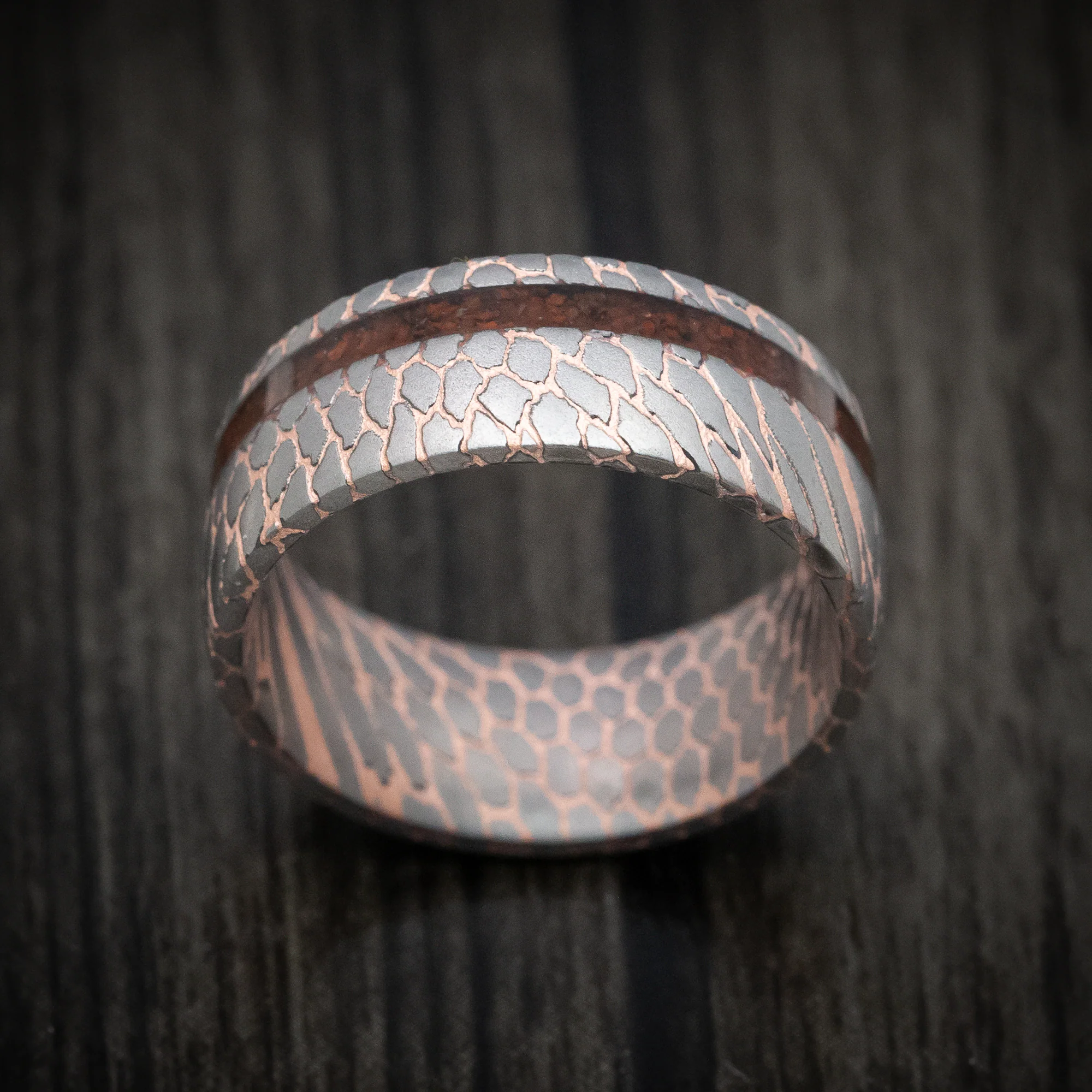 Superconductor Men's Ring with Dinosaur Bone Inlay Custom Made Band - Image 2