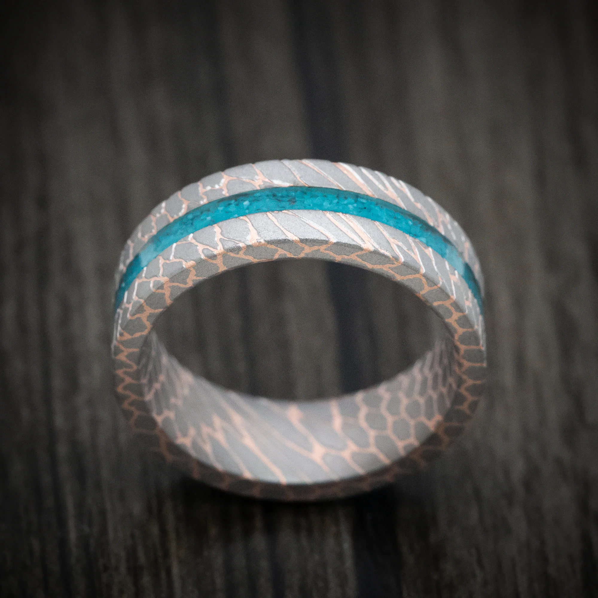 Superconductor Men's Ring with Turquoise Inlay Custom Made Band - Image 2