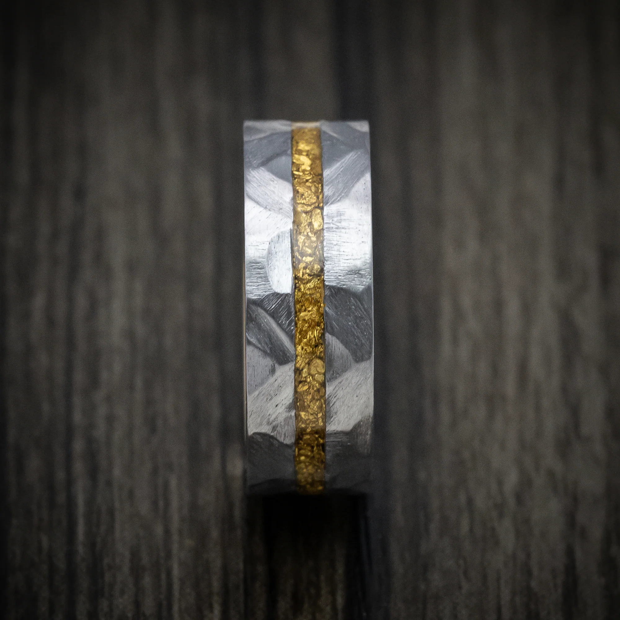 Tantalum and 24K Raw Gold Nugget Men's Ring with Gold Sleeve Custom Made Band - Image 3