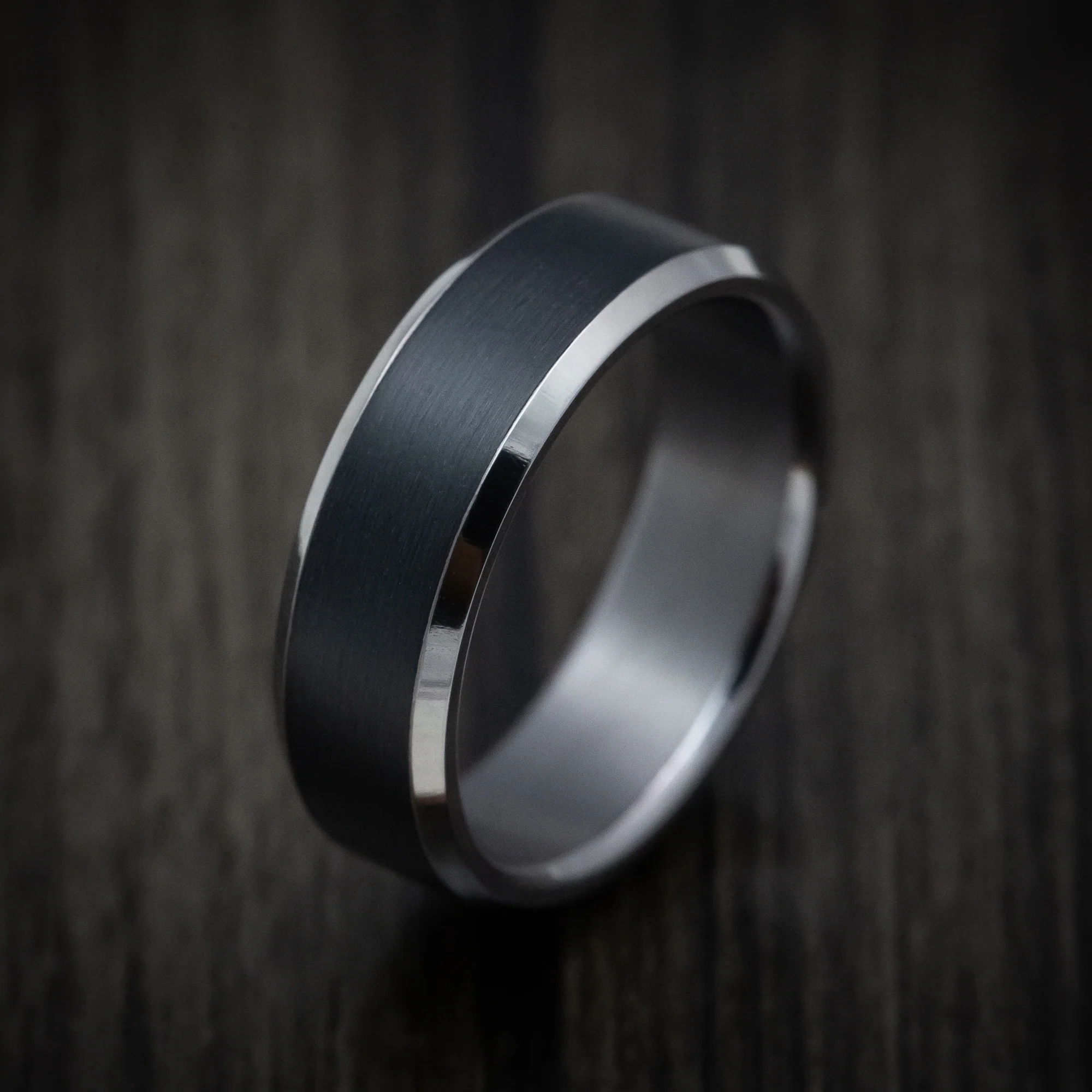 Tantalum Band with Carbon Fiber Inlay Custom Made Men's Ring - Image 4