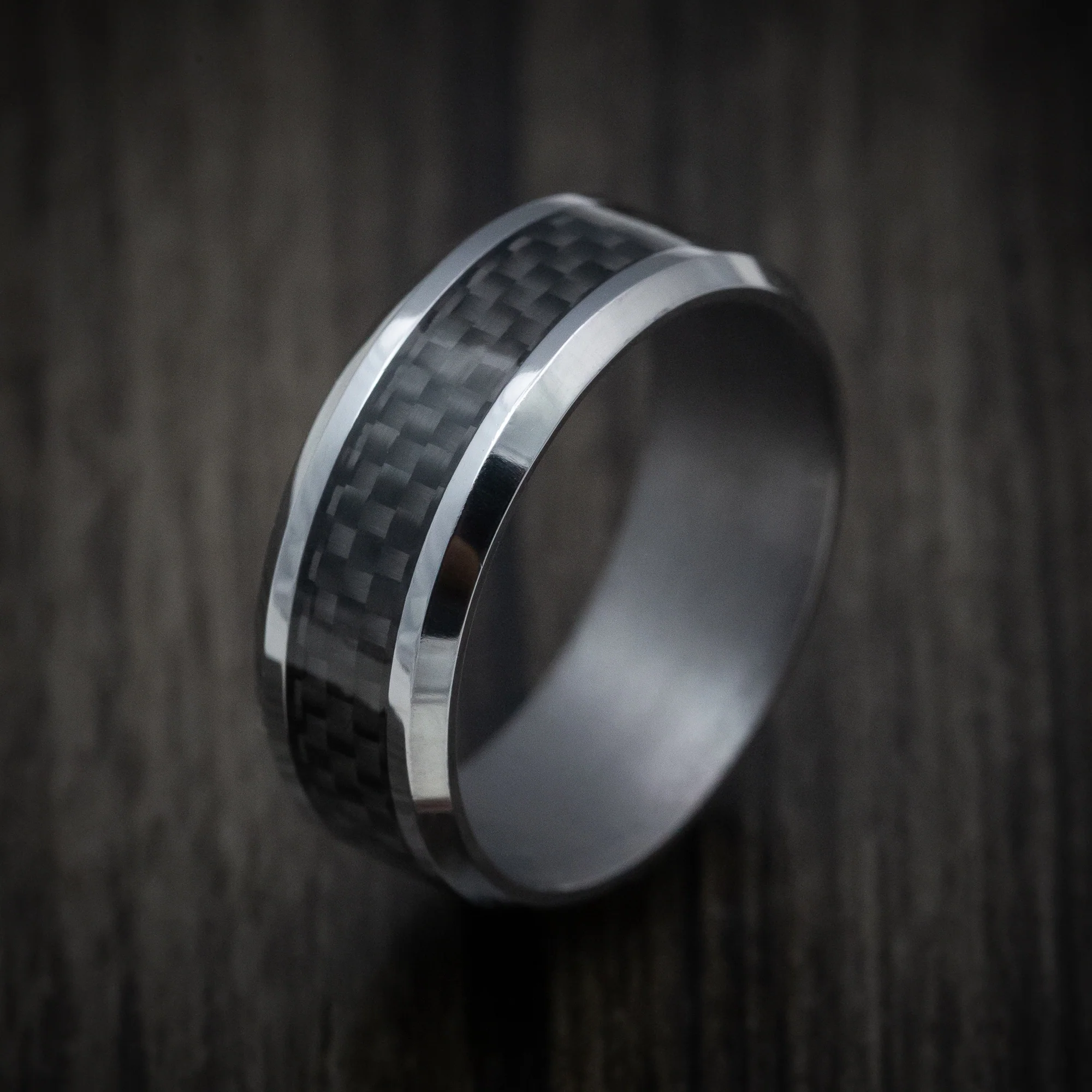 Tantalum Band with Carbon Fiber Inlay Custom Made Men's Ring - Image 4
