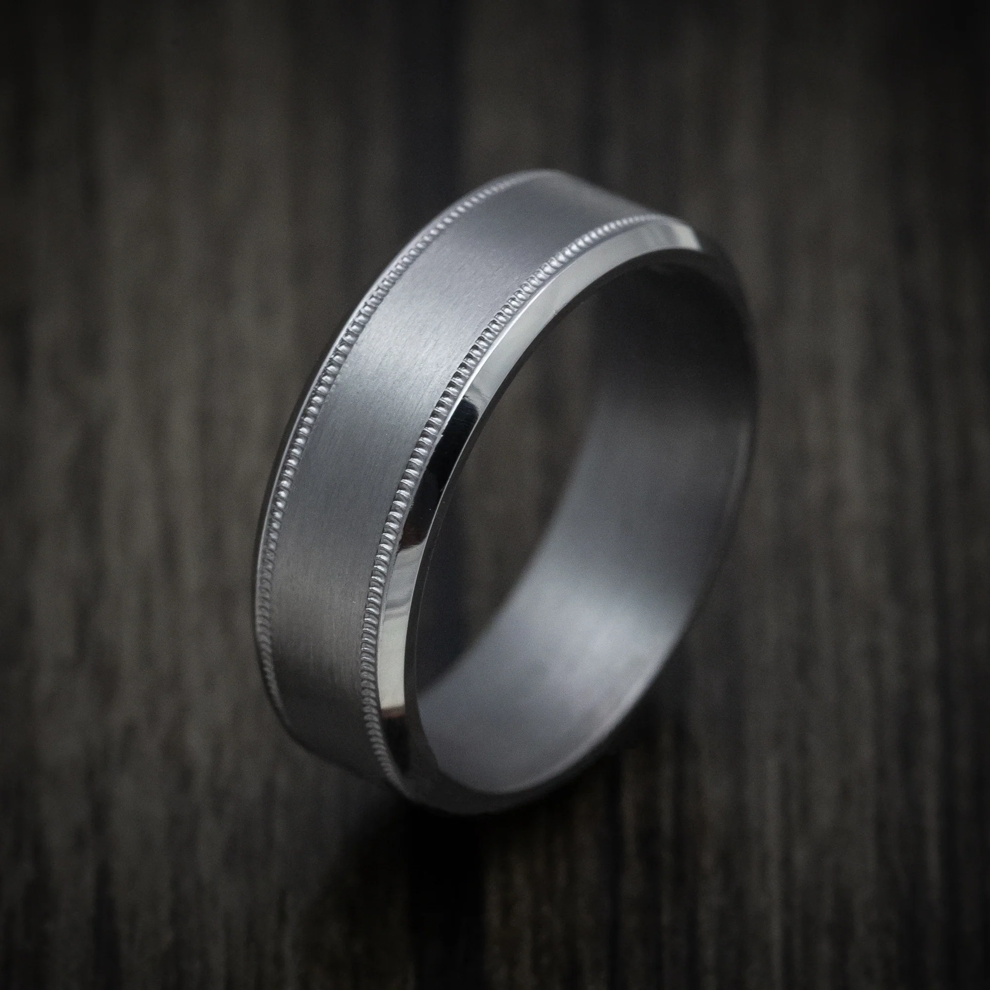 Tantalum Band with Millgrain and Satin Finish Custom Made Men's Ring - Image 4