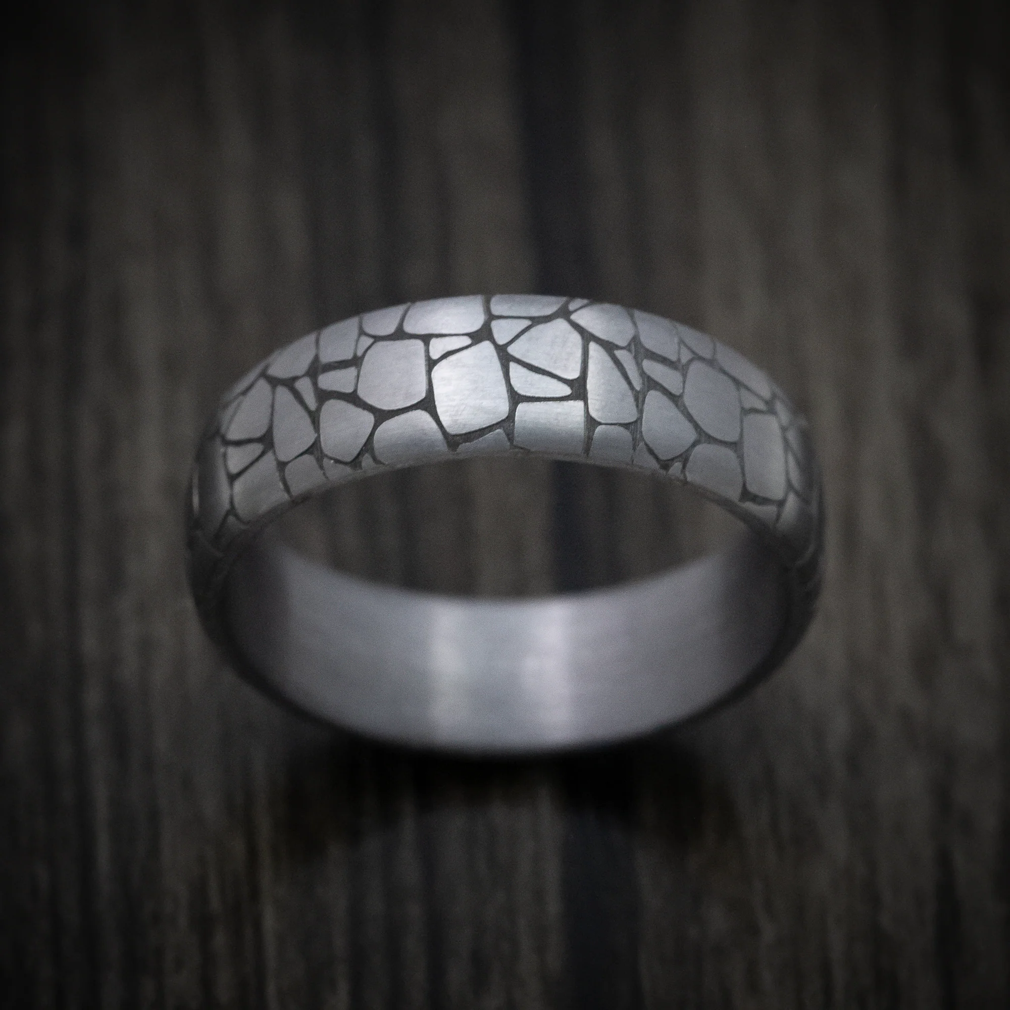 Tantalum Band with Organic Design Pattern Custom Made Men's Ring - Image 2