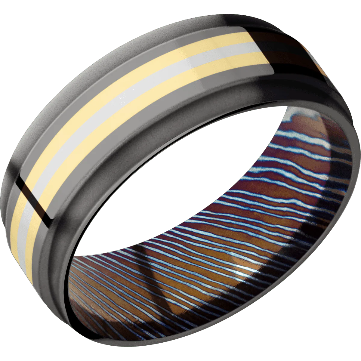 Tantalum Noir + Polish , Bead Finish + Titanium Damascus - Image 2