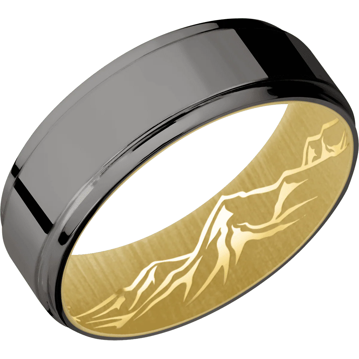 Tantalum Noir + Polish , Polish Finish + 14K Yellow Gold - Image 2