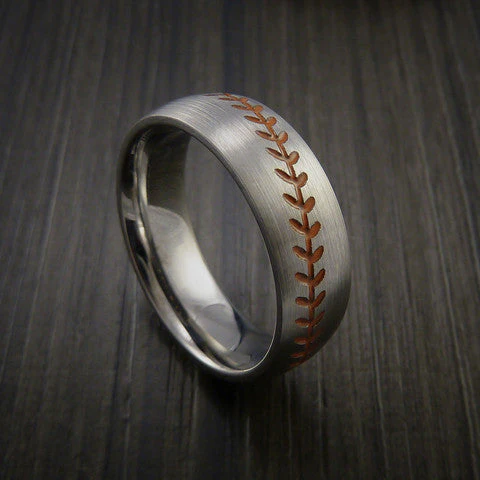 Titanium Baseball Ring with Satin Finish - Image 6