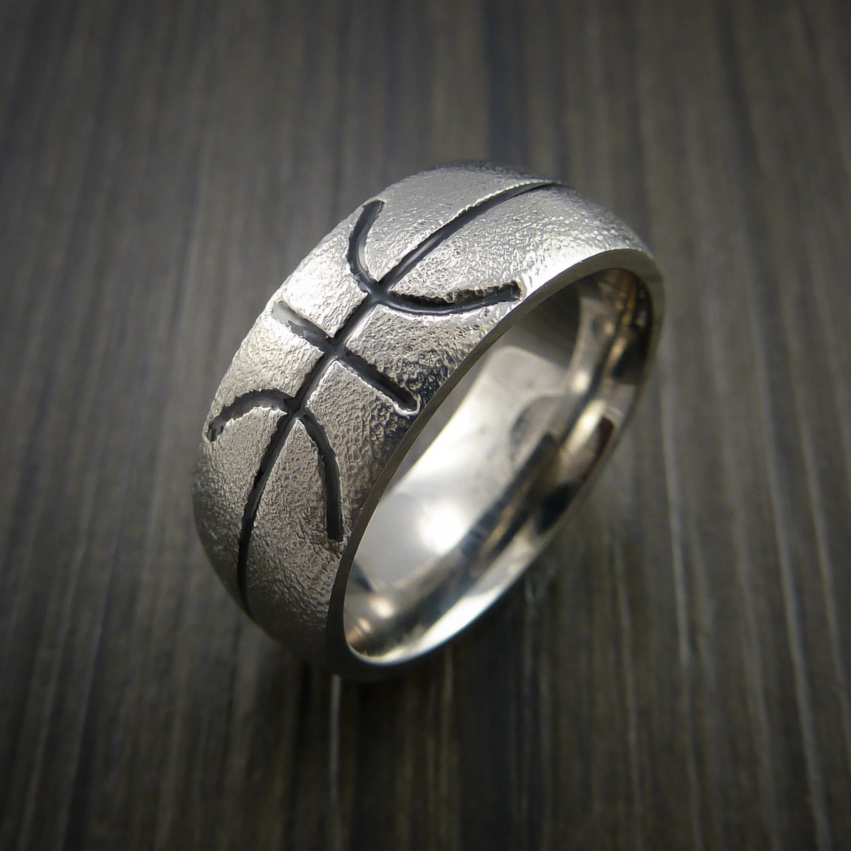 Titanium Basketball Inspired Men's Ring Custom Made Band - Image 4