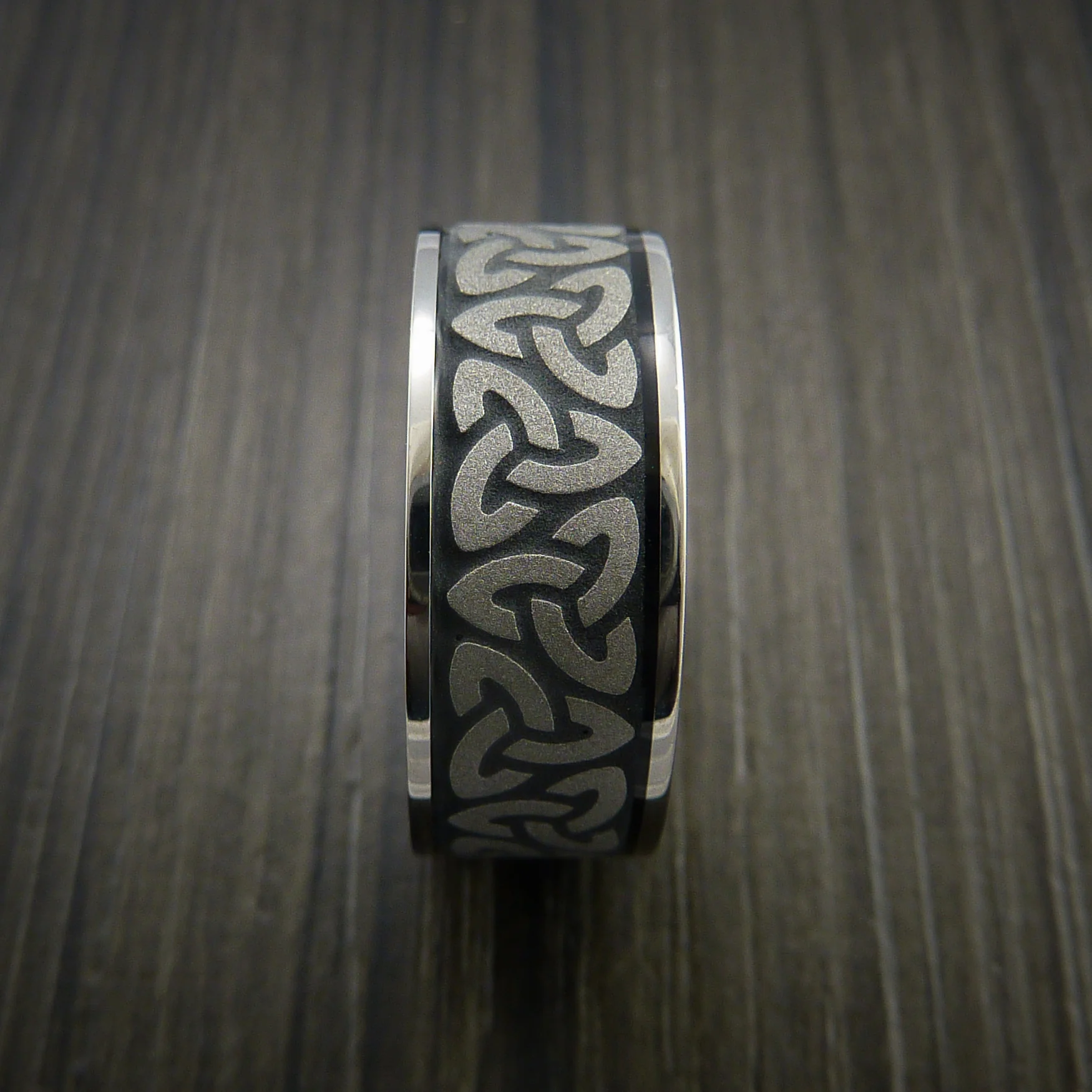 Titanium Celtic Band Trinity Symbolic Wedding Infinity Cerakote Men's Ring Custom Made - Image 4