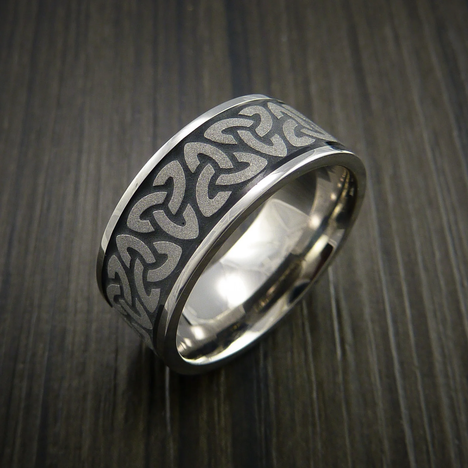 Titanium Celtic Band Trinity Symbolic Wedding Infinity Cerakote Men's Ring Custom Made - Image 5