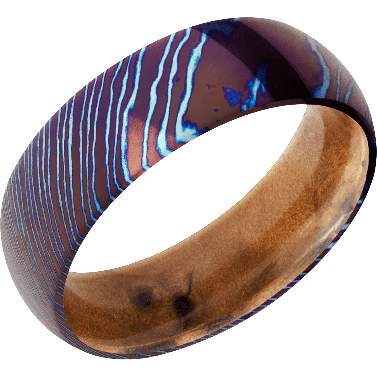 Titanium Damascus + Polish Finish + Thuya Burl - Image 2