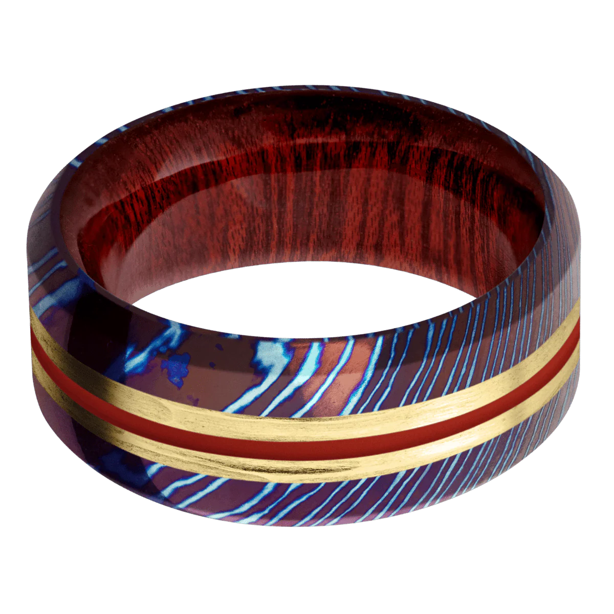 Titanium Damascus + Polish , Polish Finish + Blood Wood - Image 3
