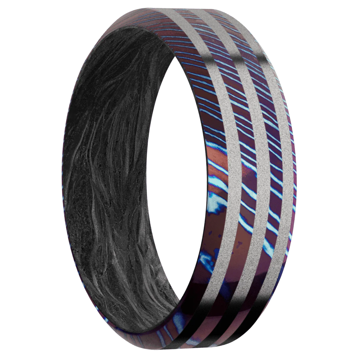 Titanium Damascus + Polish , Polish Finish + Forged Carbon Fiber