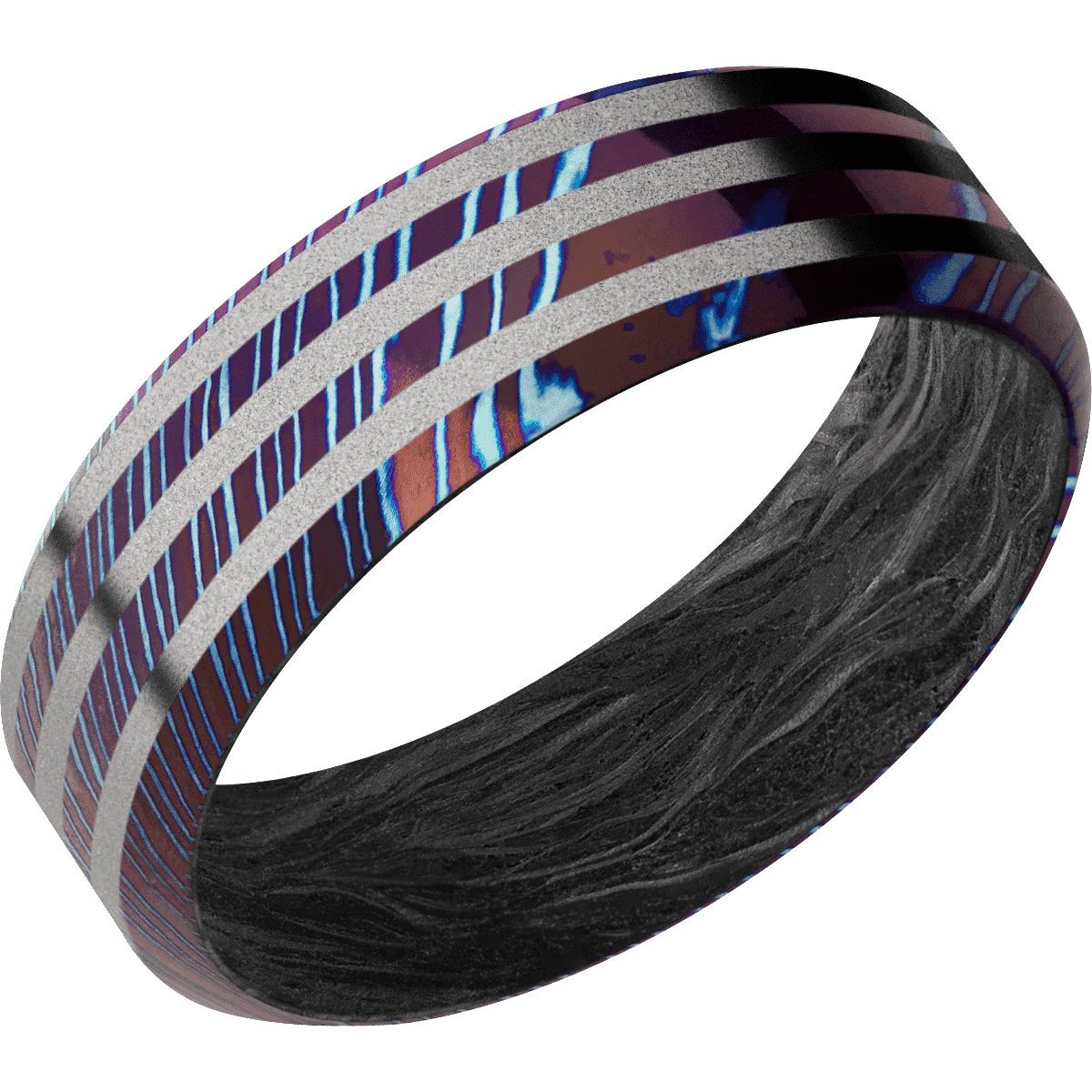 Titanium Damascus + Polish , Polish Finish + Forged Carbon Fiber - Image 2