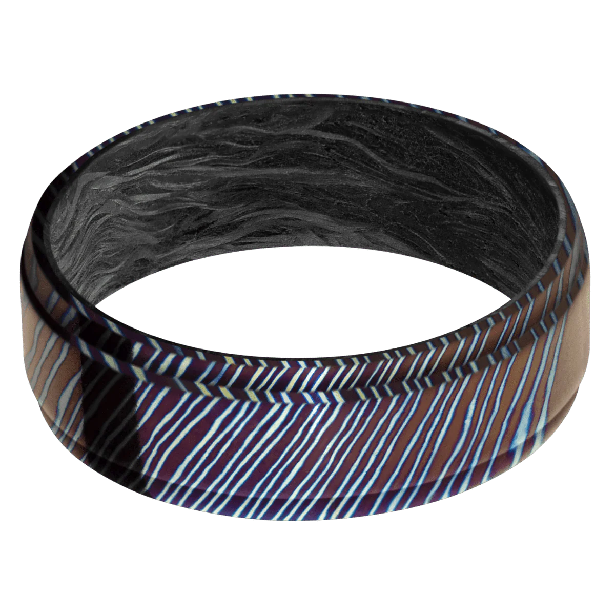 Titanium Damascus + Polish , Polish Finish + Forged Carbon Fiber - Image 3