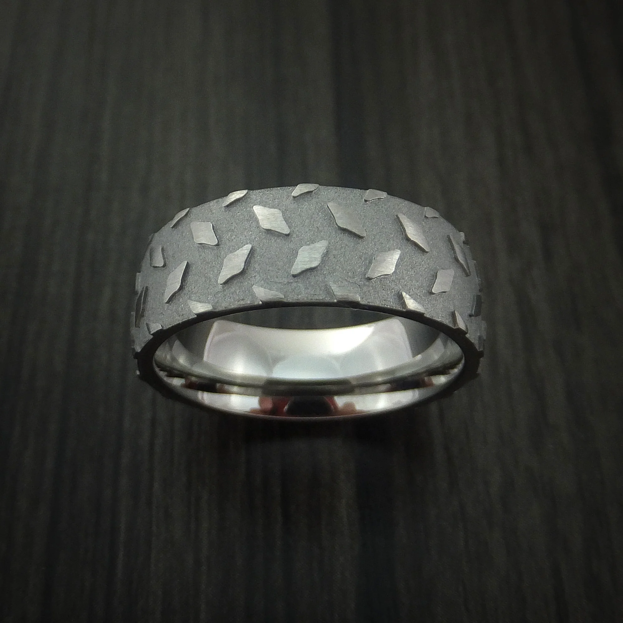 Titanium Diamond Plate Pattern Men's Ring Custom Made - Image 2