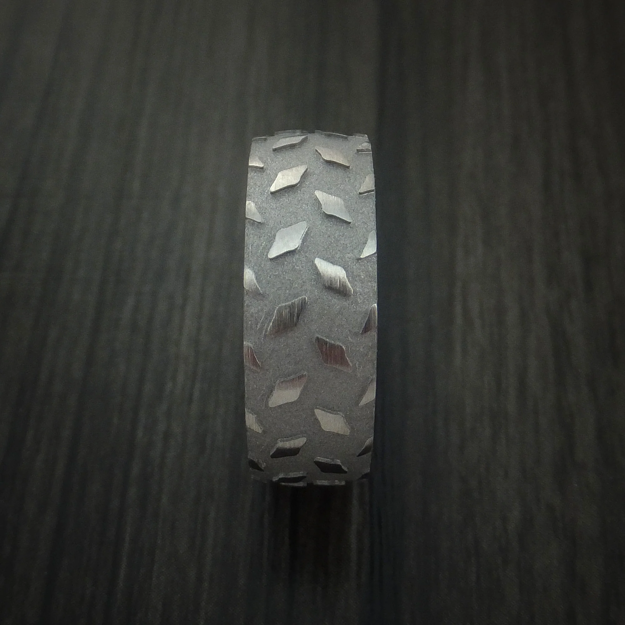 Titanium Diamond Plate Pattern Men's Ring Custom Made - Image 4