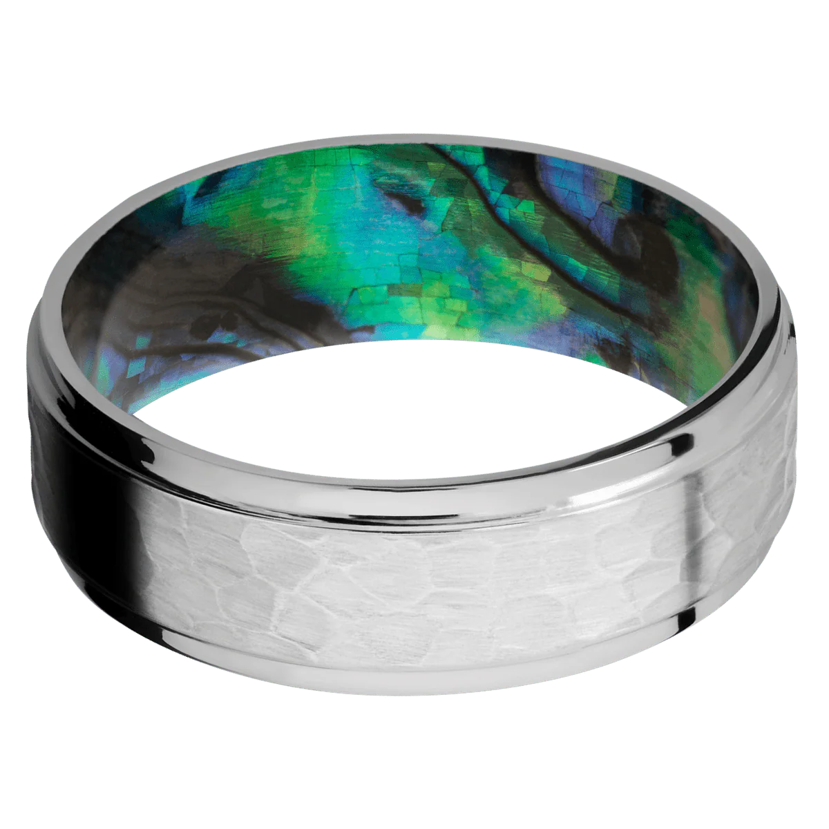 Titanium + Hammer , Polish Finish + Abalone - Image 3