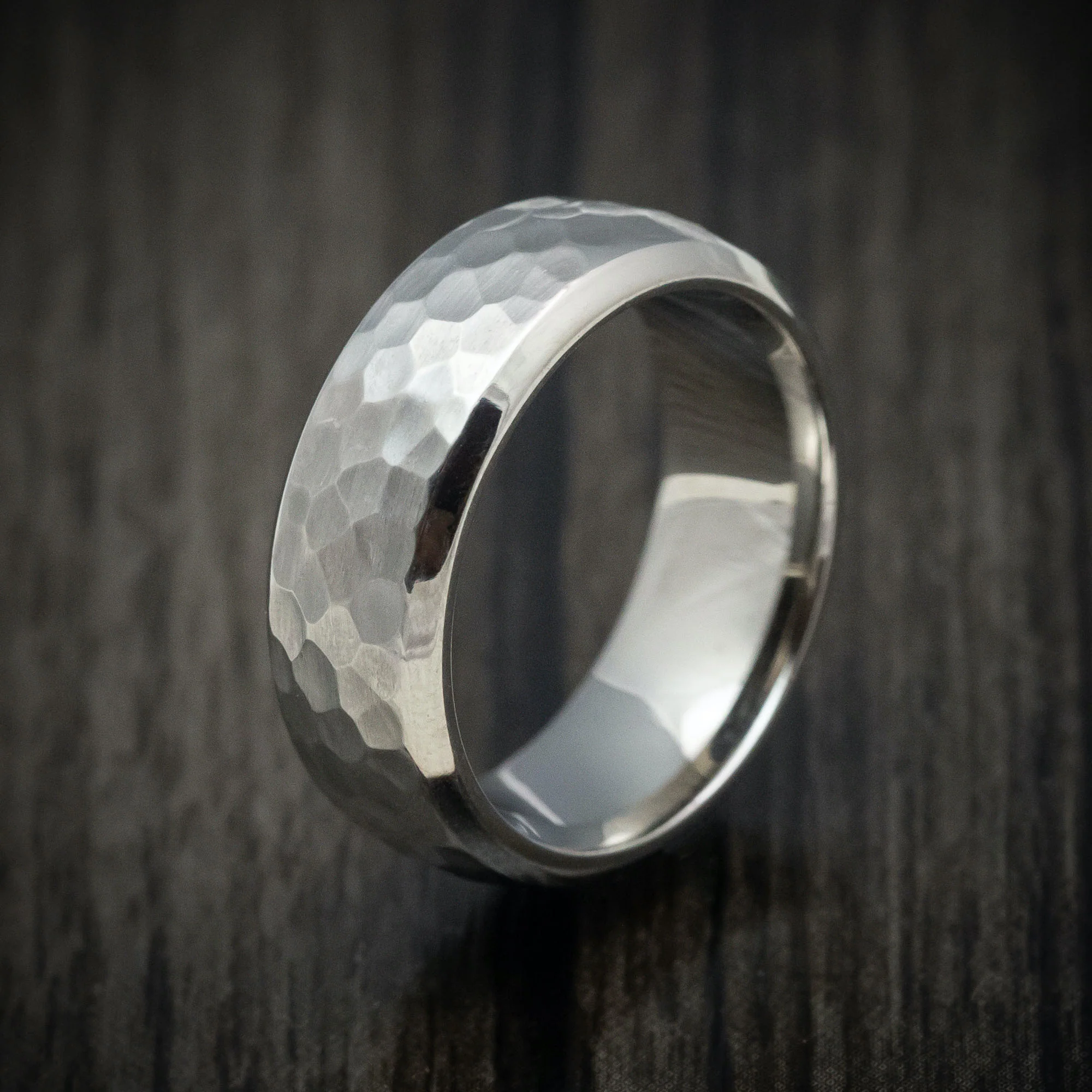 Titanium Hammered Men's Ring Custom Made Band - Image 4