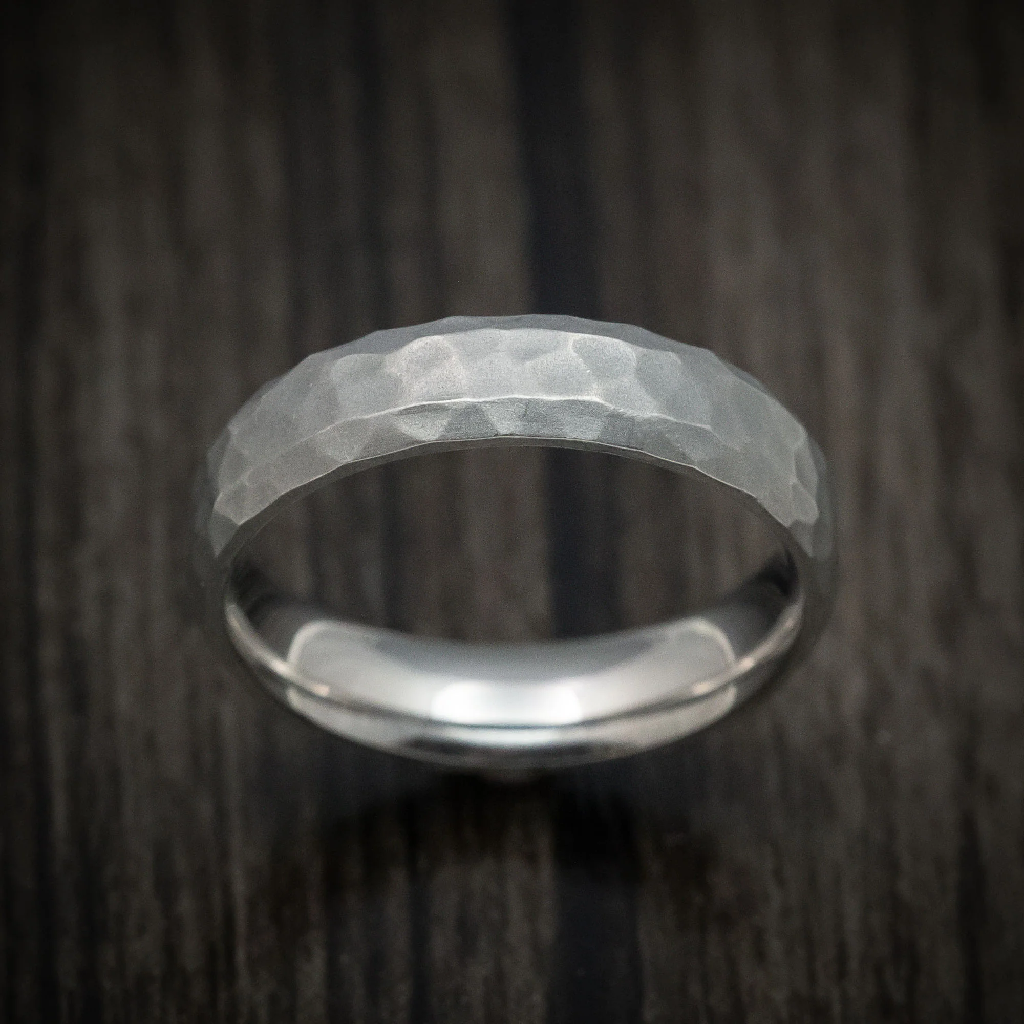 Titanium Hammered Men's Ring Custom Made Band - Image 2