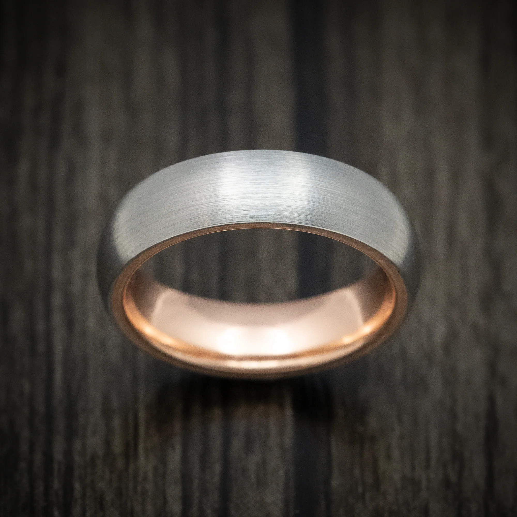 Titanium Men's Ring with 14K Gold Sleeve Custom Made Wedding Band - Image 2