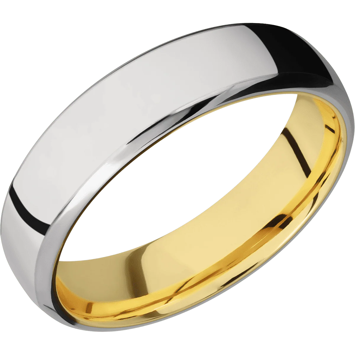 Titanium + Polish , Polish Finish + 14K Yellow Gold - Image 2