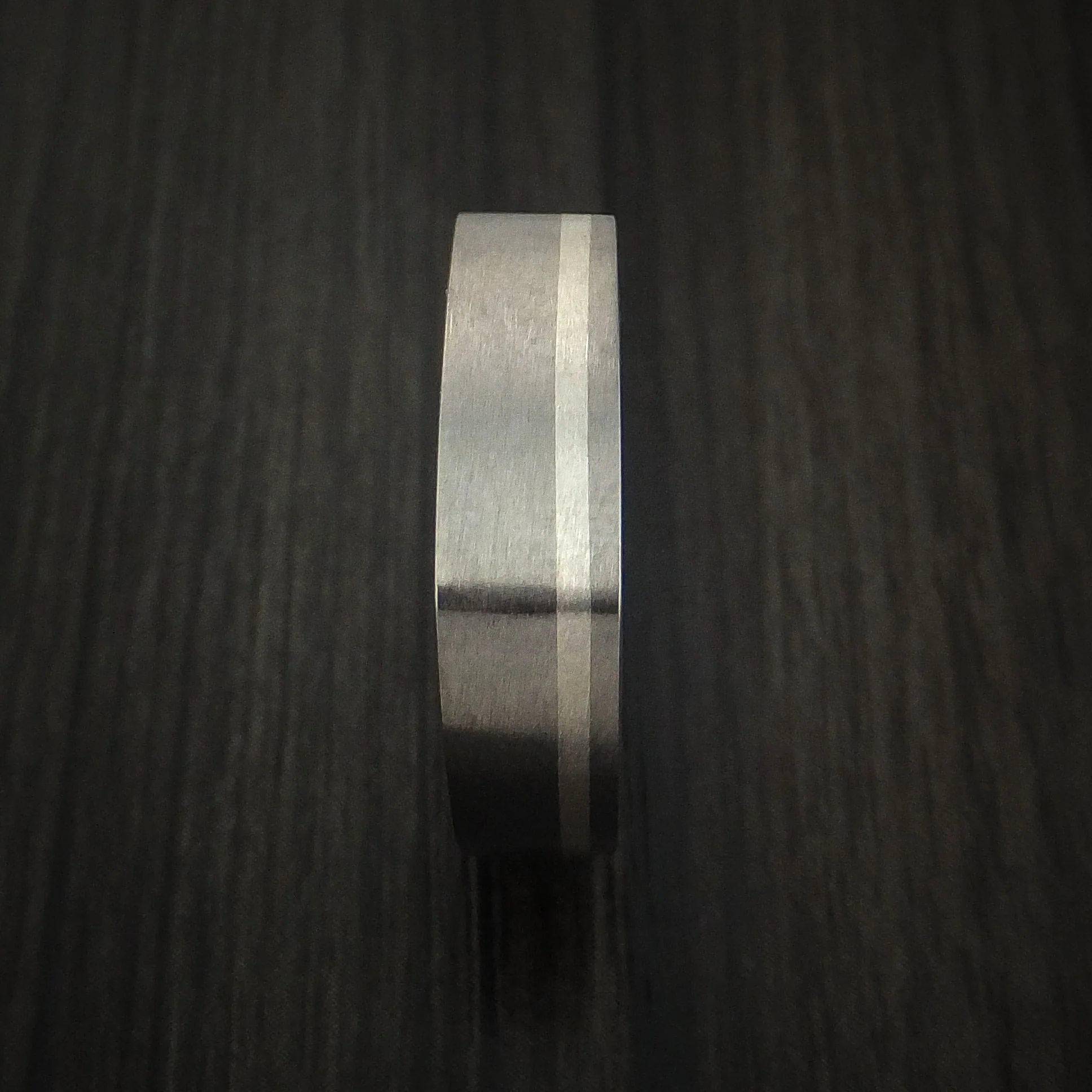 Titanium Men's Ring with Silver Inlay Square Band Custom Made - Image 4