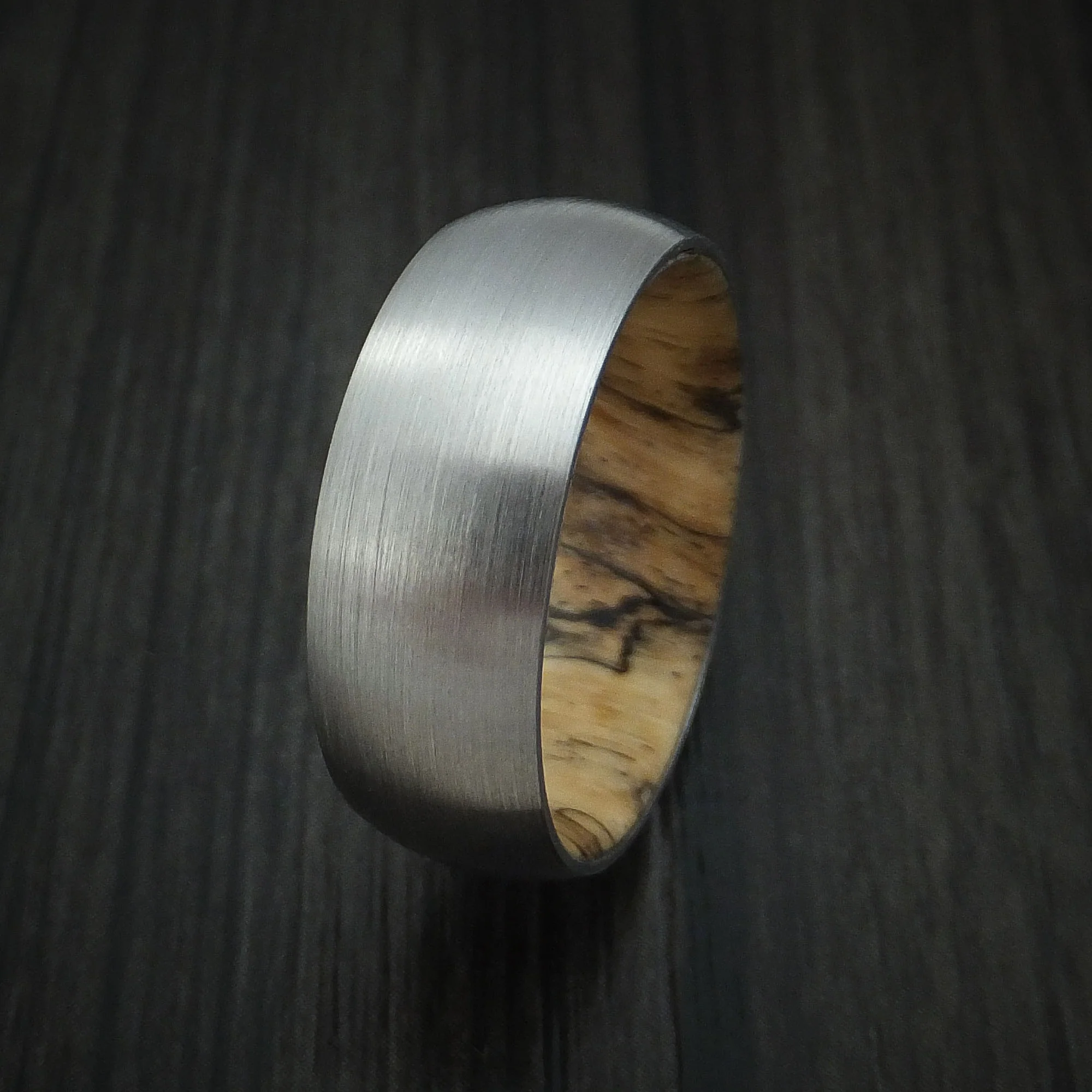 Titanium Men's Ring with Hardwood Sleeve Custom Made Band - Image 4