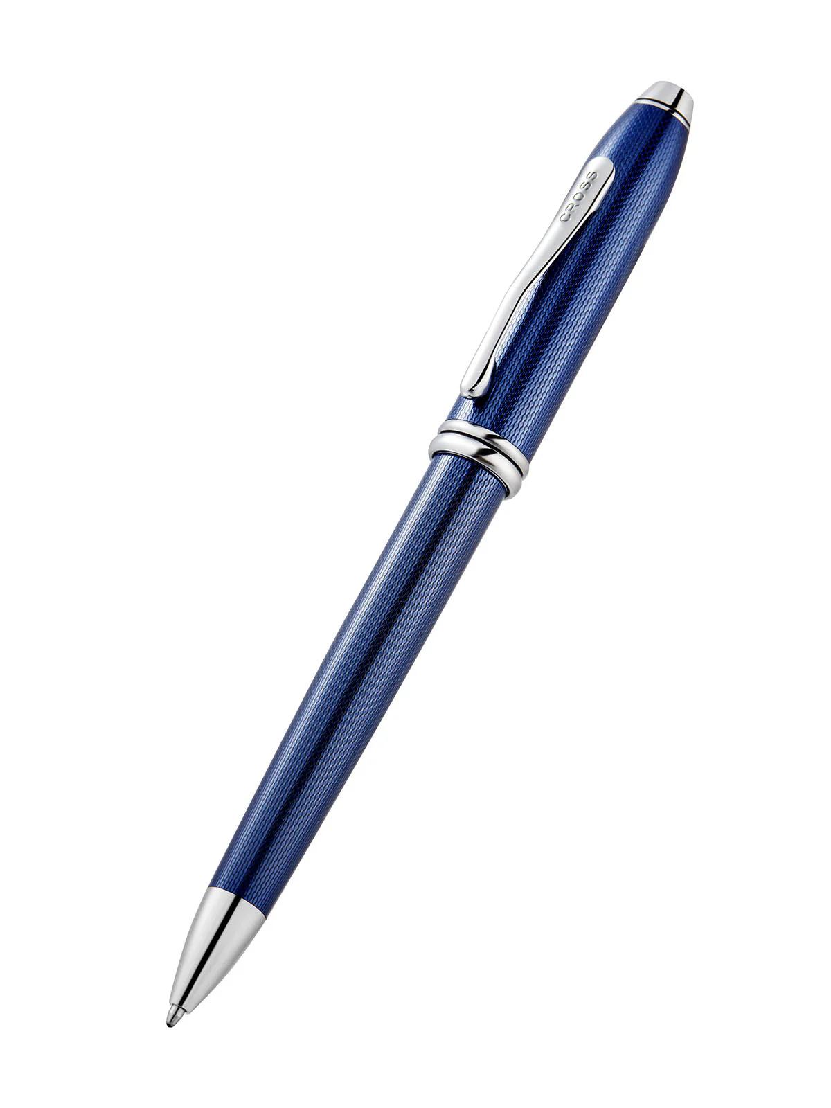 Townsend® Polished Translucent Cobalt Blue Engraved Diamond Pattern with Polished Chrome Appointments Ballpoint Pen - Image 3