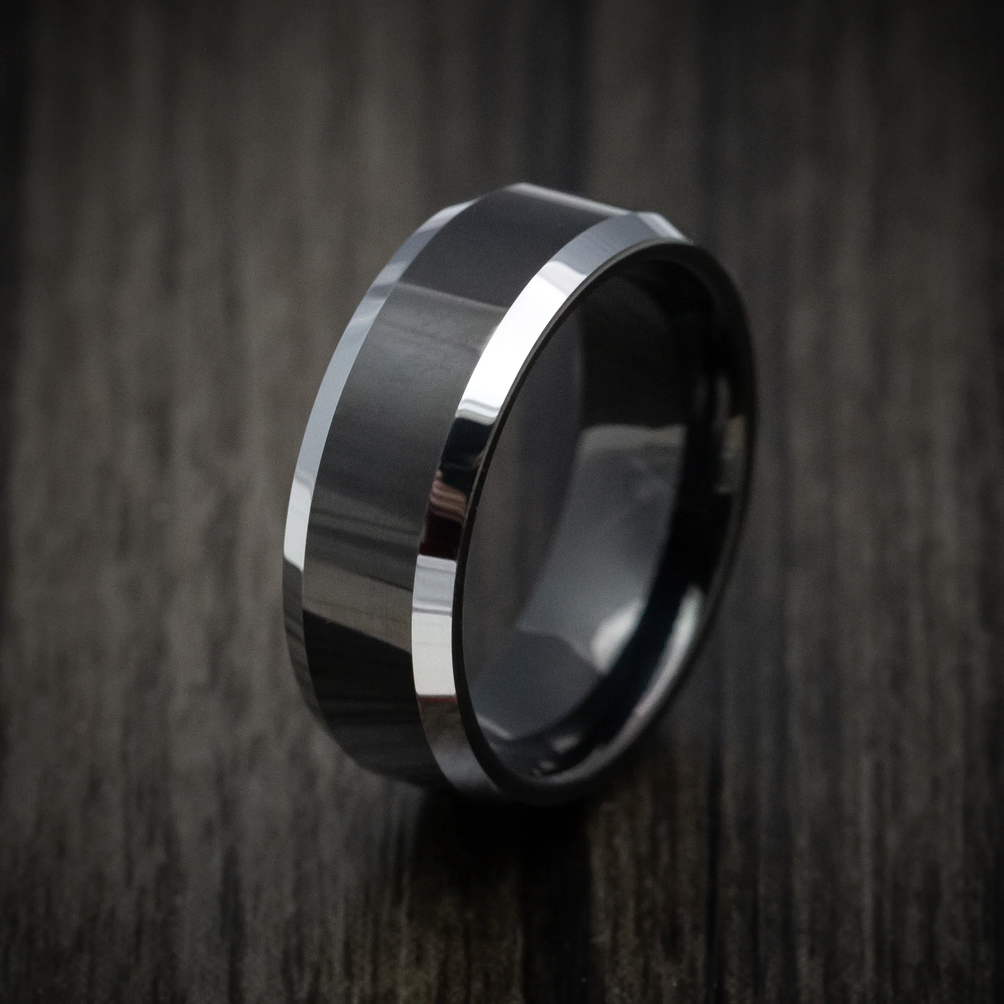 Tungsten Men's Ring with Black Tungsten Accents Band - Image 4