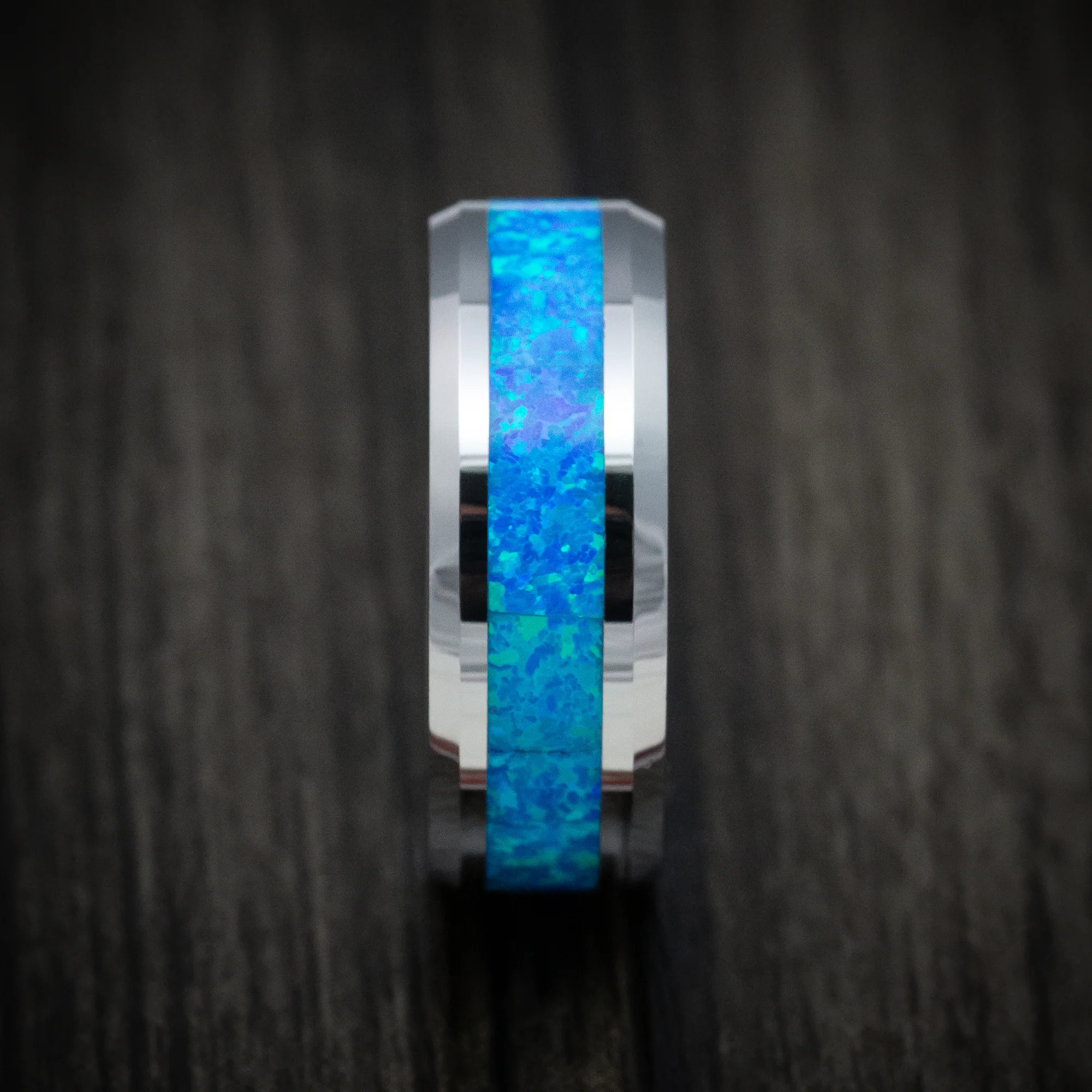 Tungsten Men's Ring with Opal Inlay - Image 3